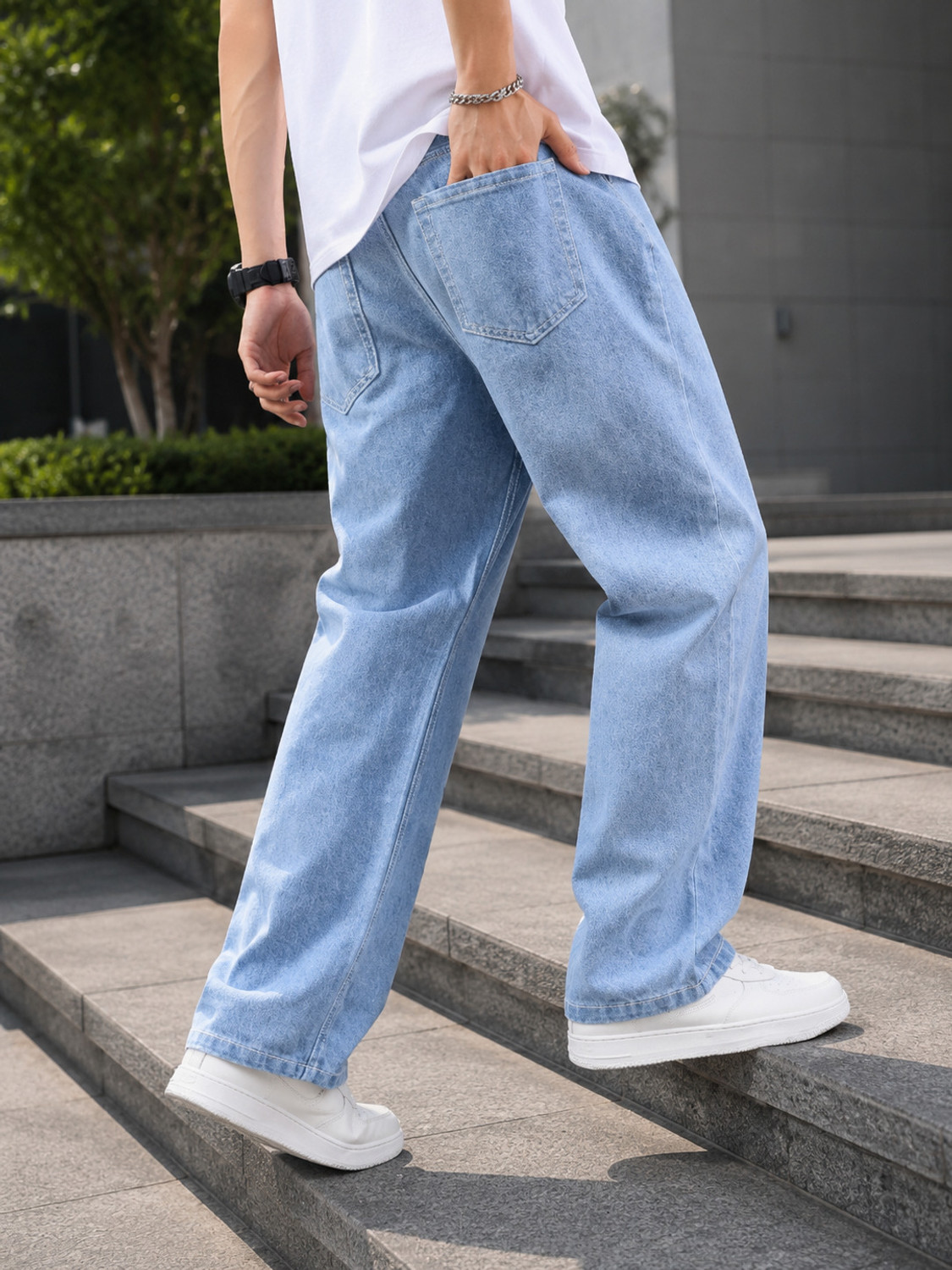 Image of 7 CUTS Wide Leg Men Light Blue Jeans