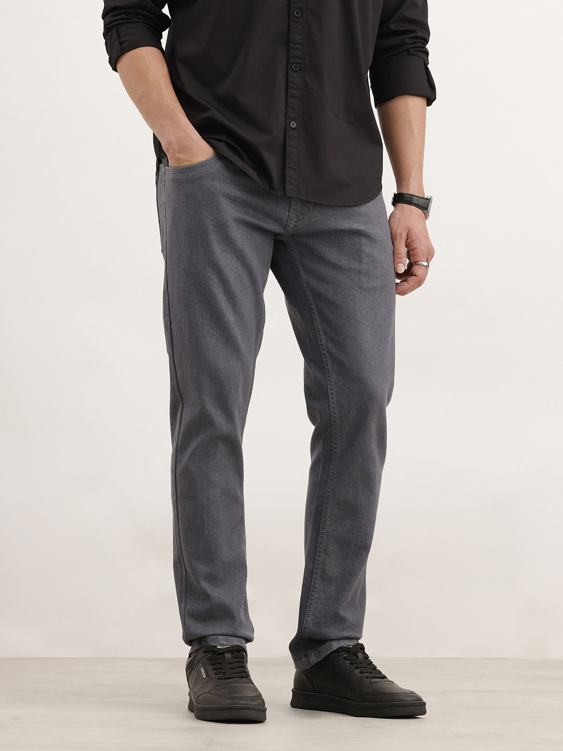 Image of WROGN Slim Men Grey Jeans