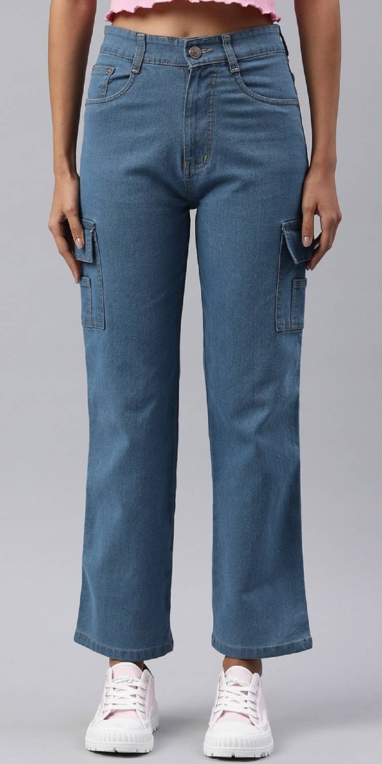 ADBUCKS Women Straight Fit Mid Rise Blue Jeans
