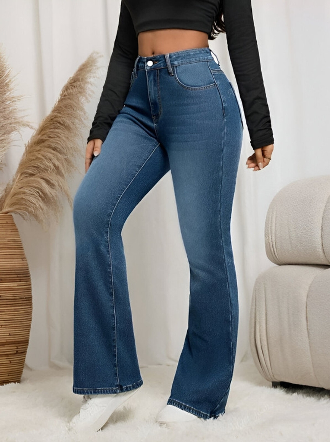 Image of BEN MARTIN Boot-Leg Women Dark Blue Jeans