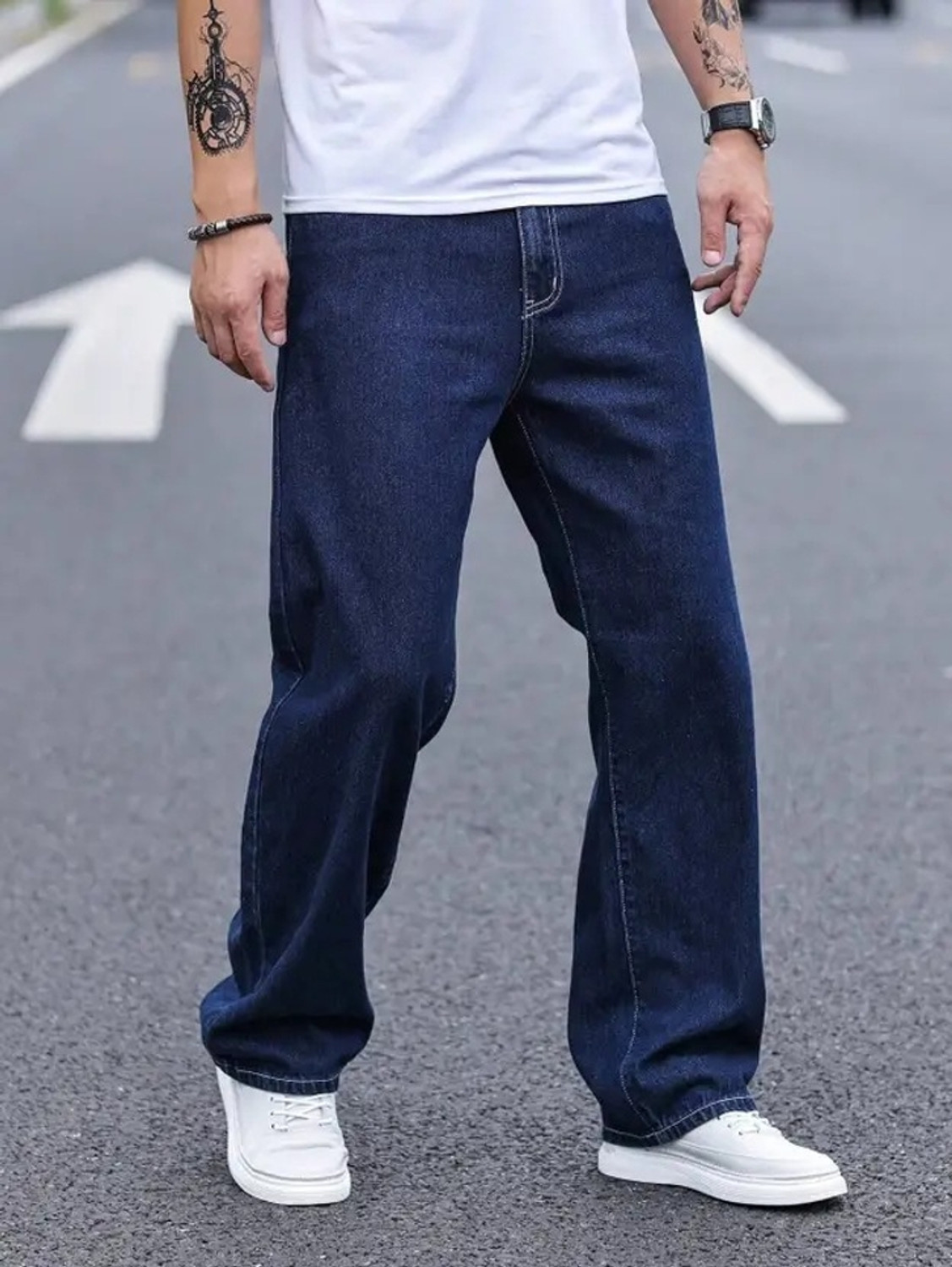 Image of JAARA Loose Fit Men Dark Blue Jeans