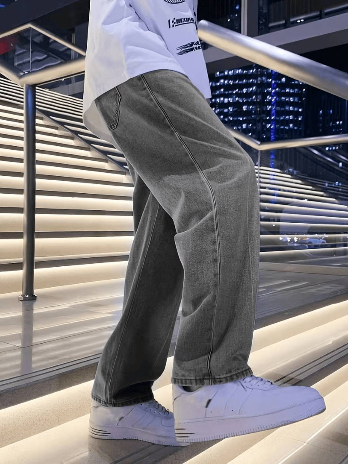 DENIM4MEN Straight Fit Grey Jeans - Image 3