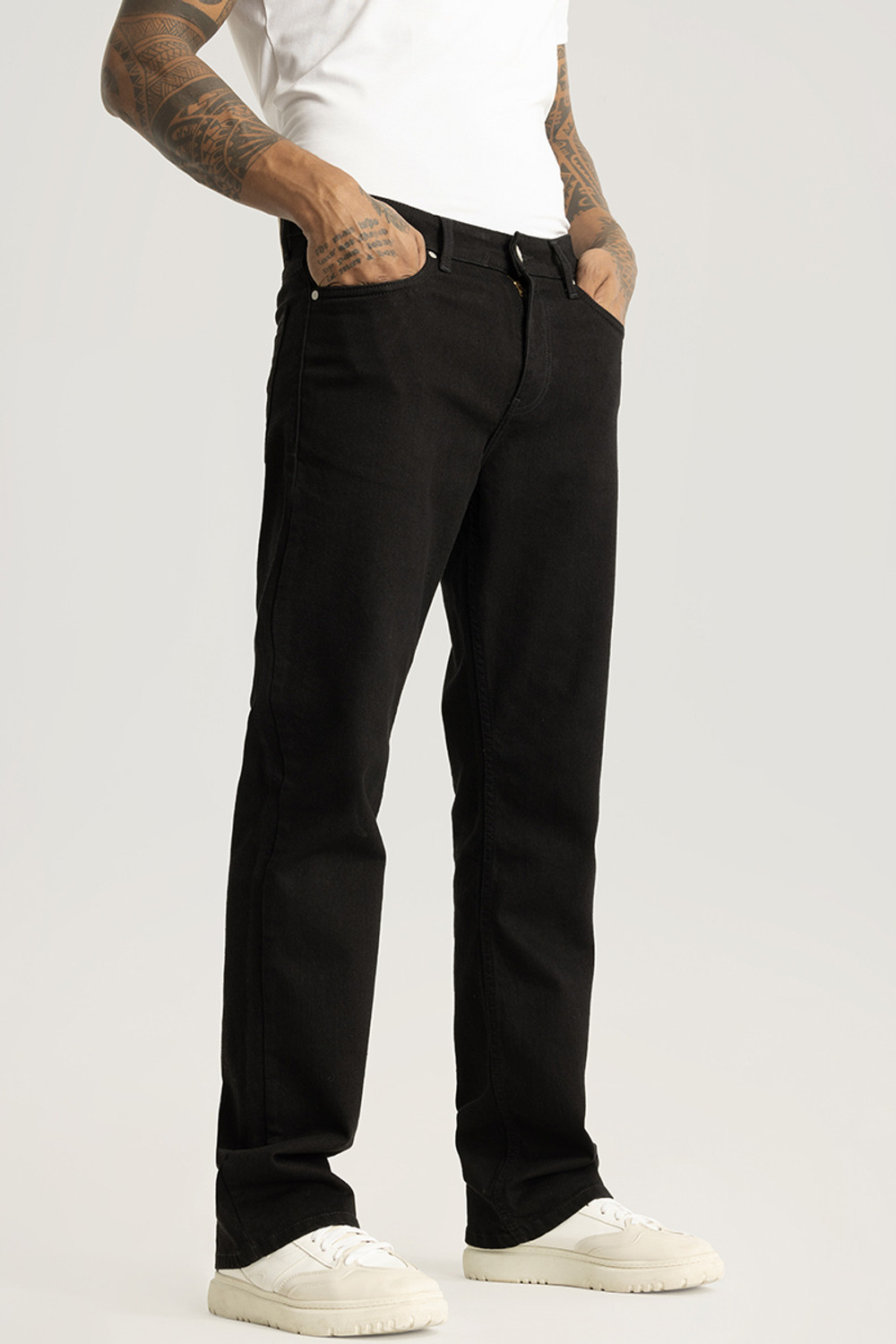 Image of Snitch Straight Fit Men Black Jeans