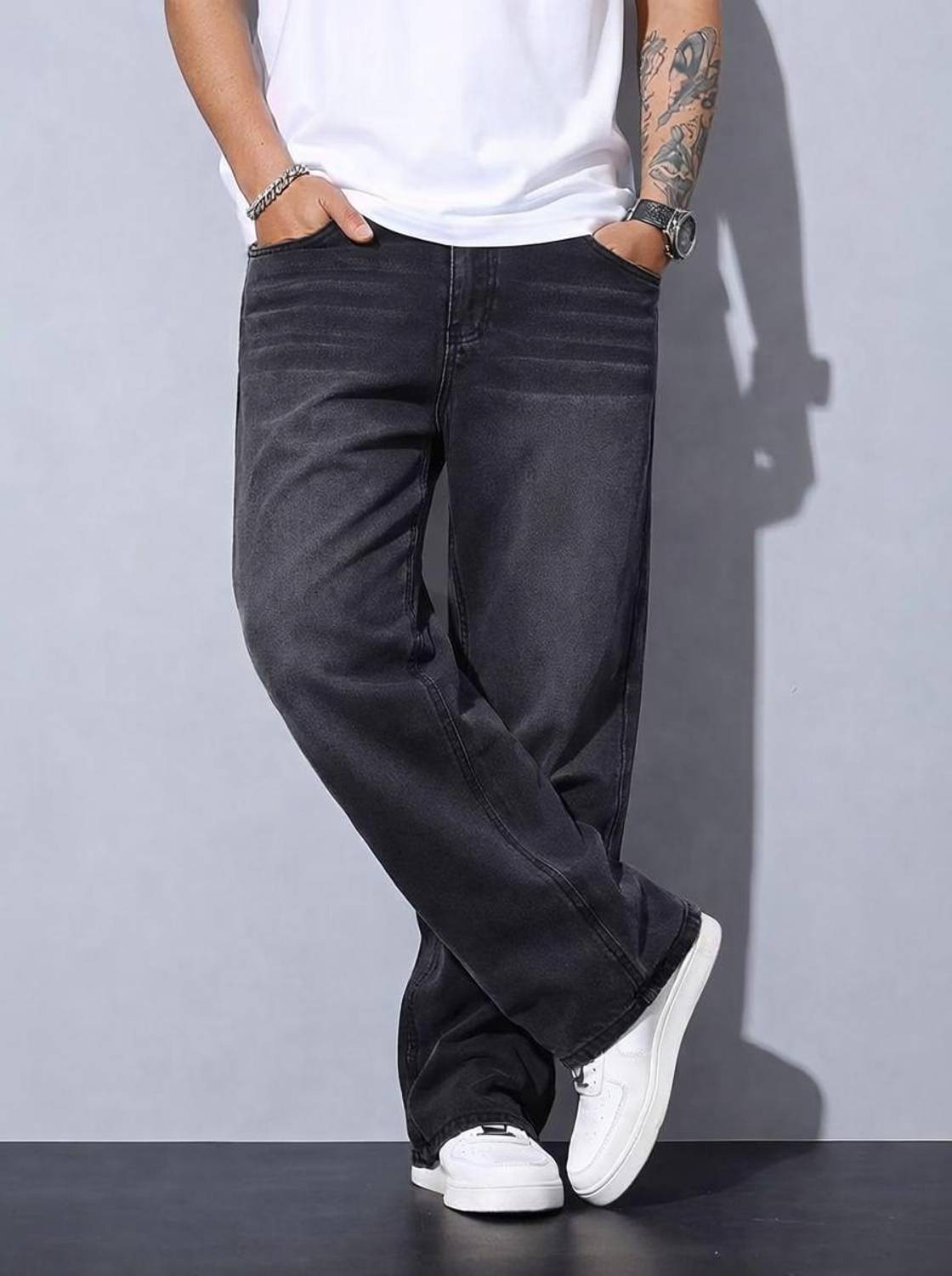 S&D Straight Fit Men Grey Jeans - Image 1