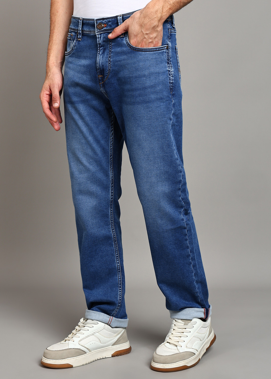 Image of KILLER Men Straight Fit Mid Rise Blue Jeans
