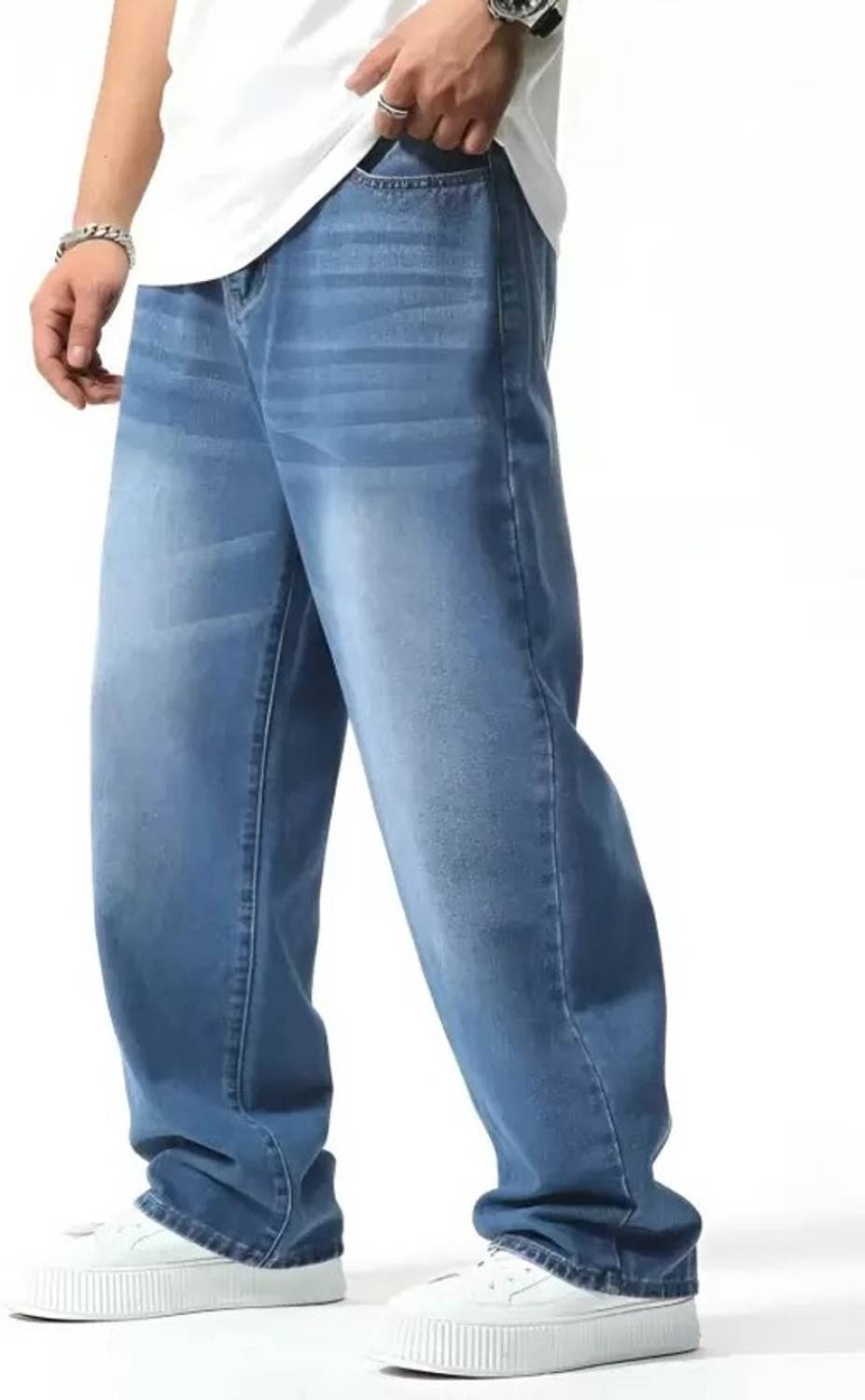 Playfeel Loose Fit Men Blue Jeans - Image 1