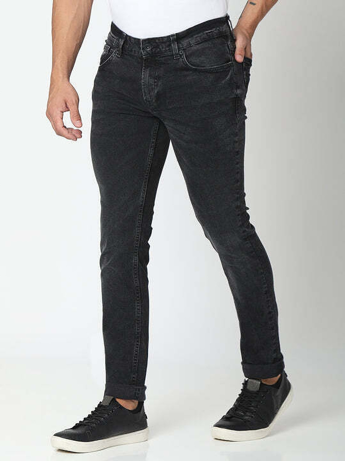 Image of Spykar Skinny Men Black Jeans