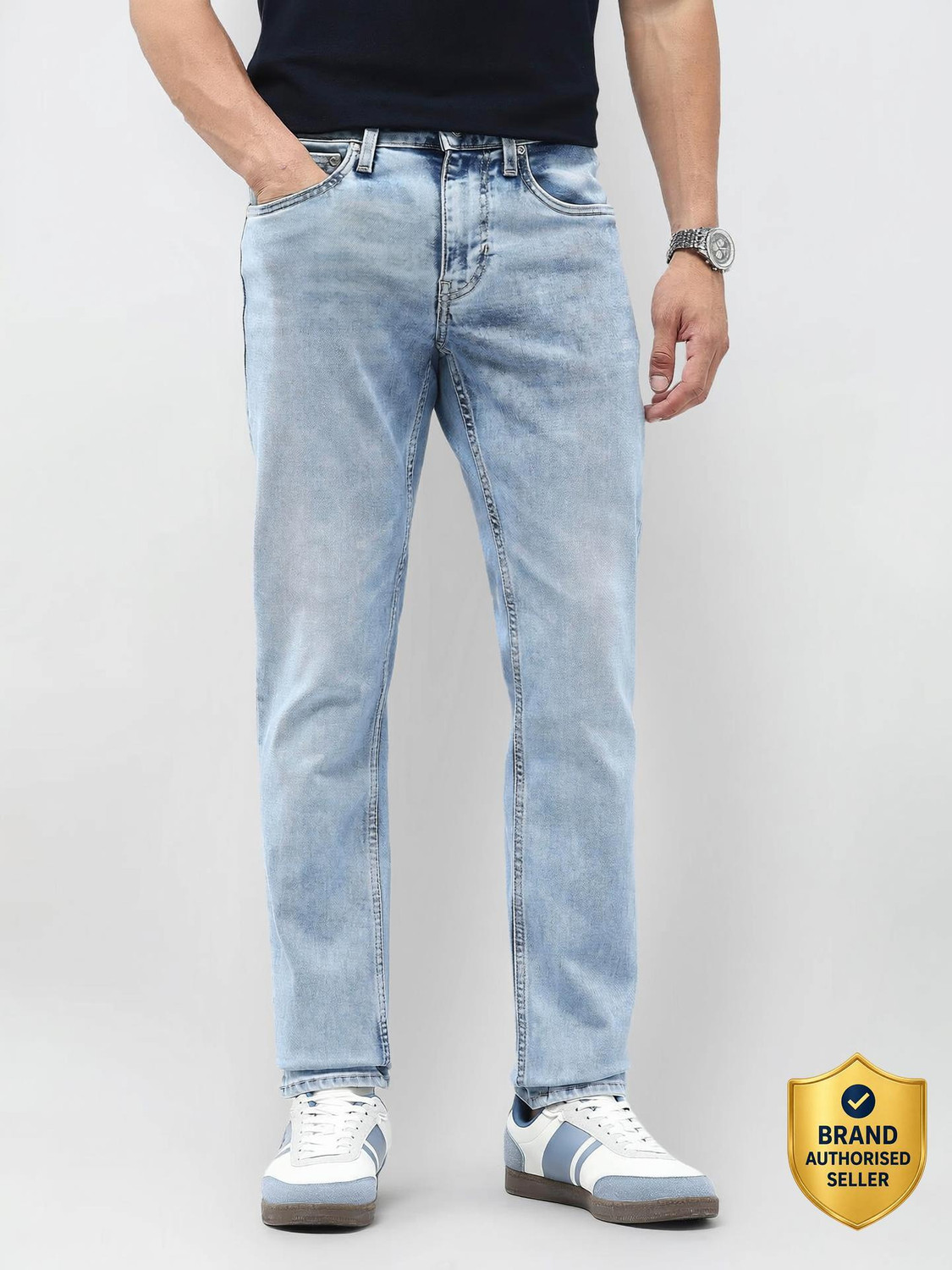Image of U.S. Polo Assn. Denim Co. Tapered Fit Men Blue Jeans