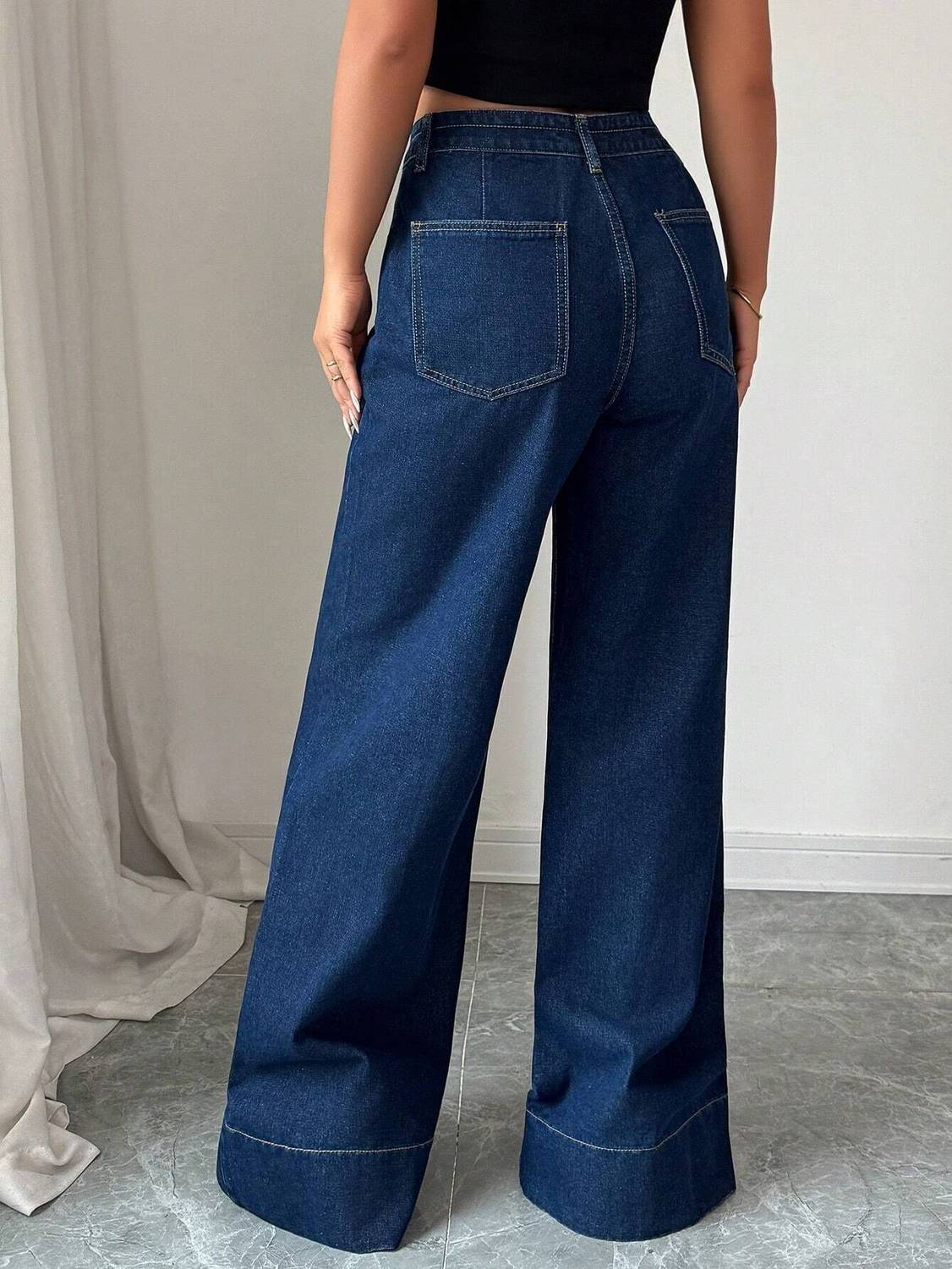 Leriya Fashion Flared Dark Blue Jeans - Image 2