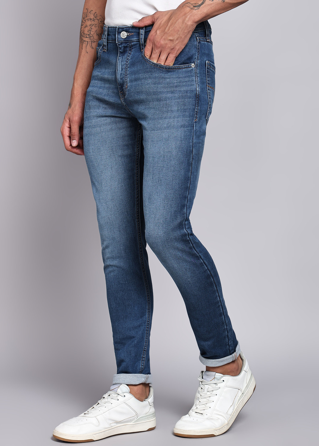 Image of FLYING MACHINE Skinny Men Dark Blue Jeans
