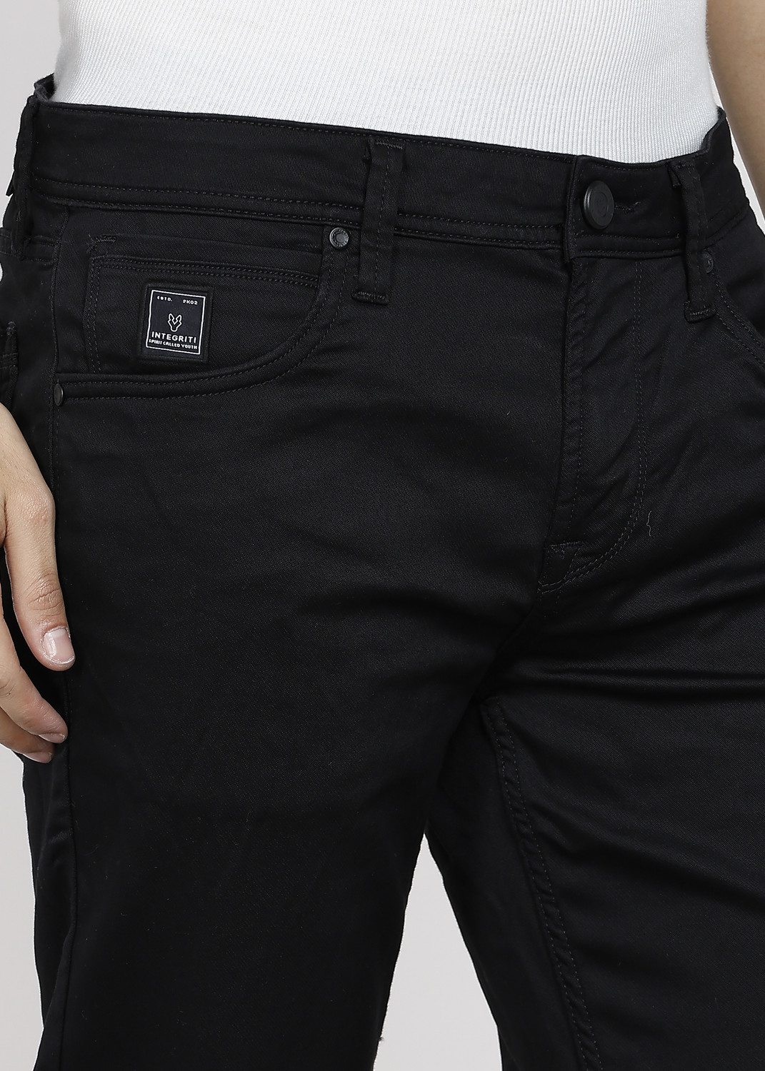 Image of INTEGRITI Men Slim Mid Rise Black Jeans