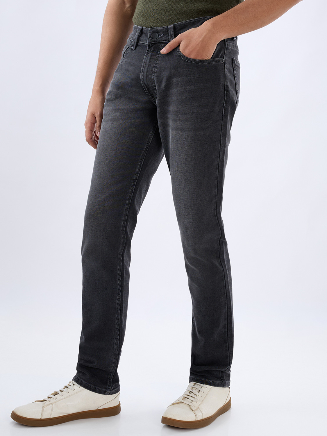 Image of Spykar Regular Men Grey Jeans