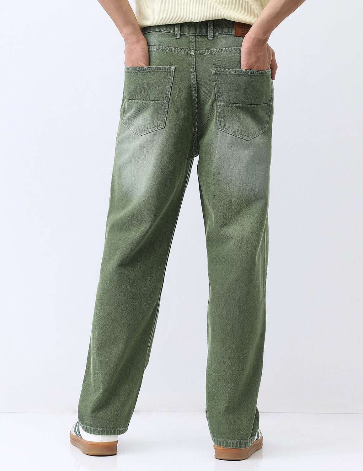 Image of Urbano Fashion Loose Fit Men Dark Green Jeans