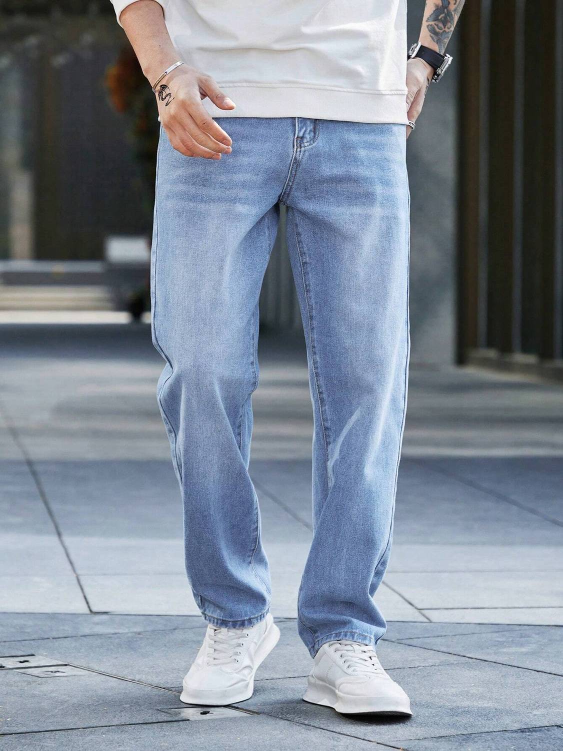 First Date Straight Fit Men Light Blue Jeans - Image 3