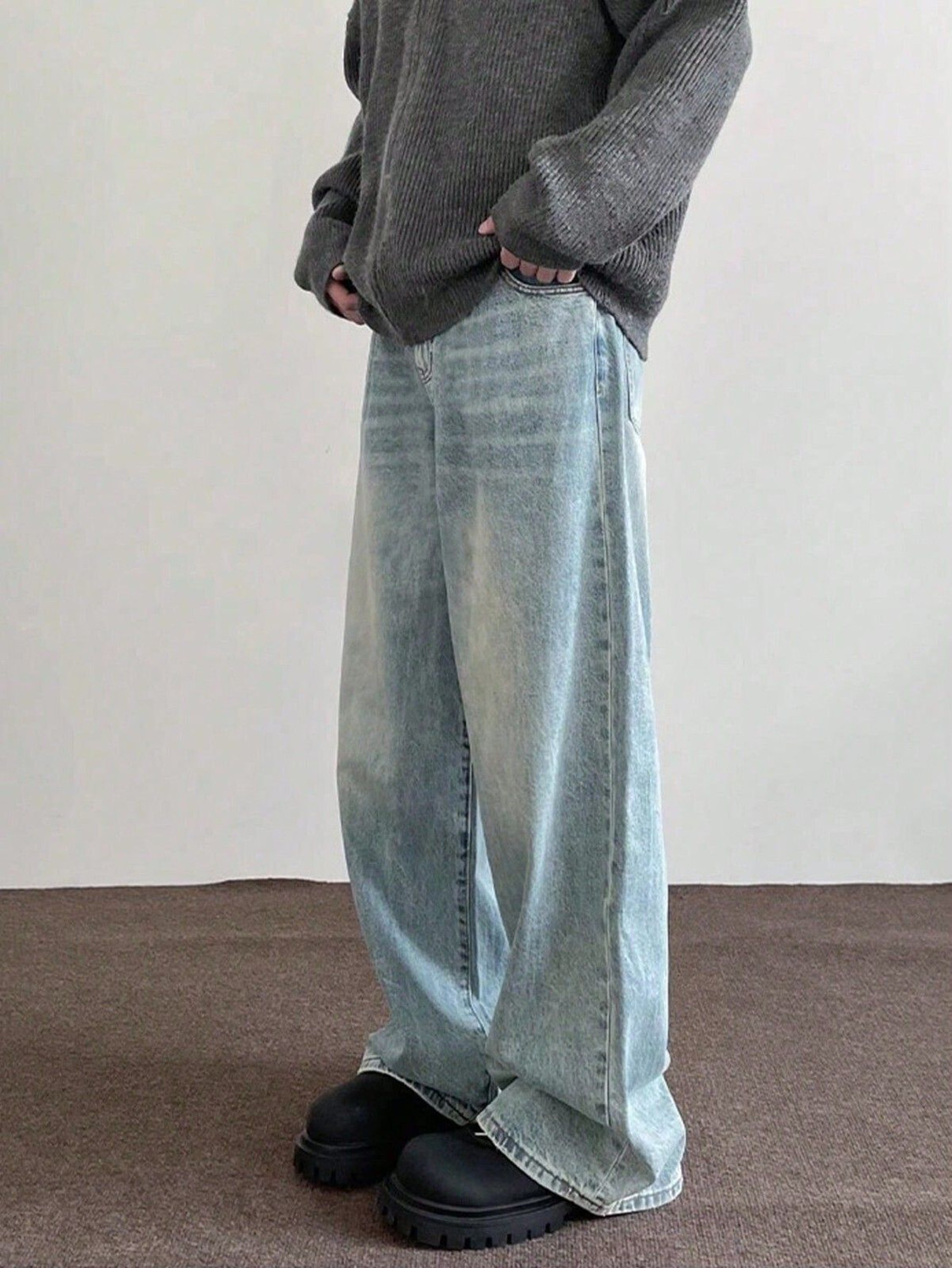 Image of Leriya Fashion Loose Fit Men Light Blue Jeans