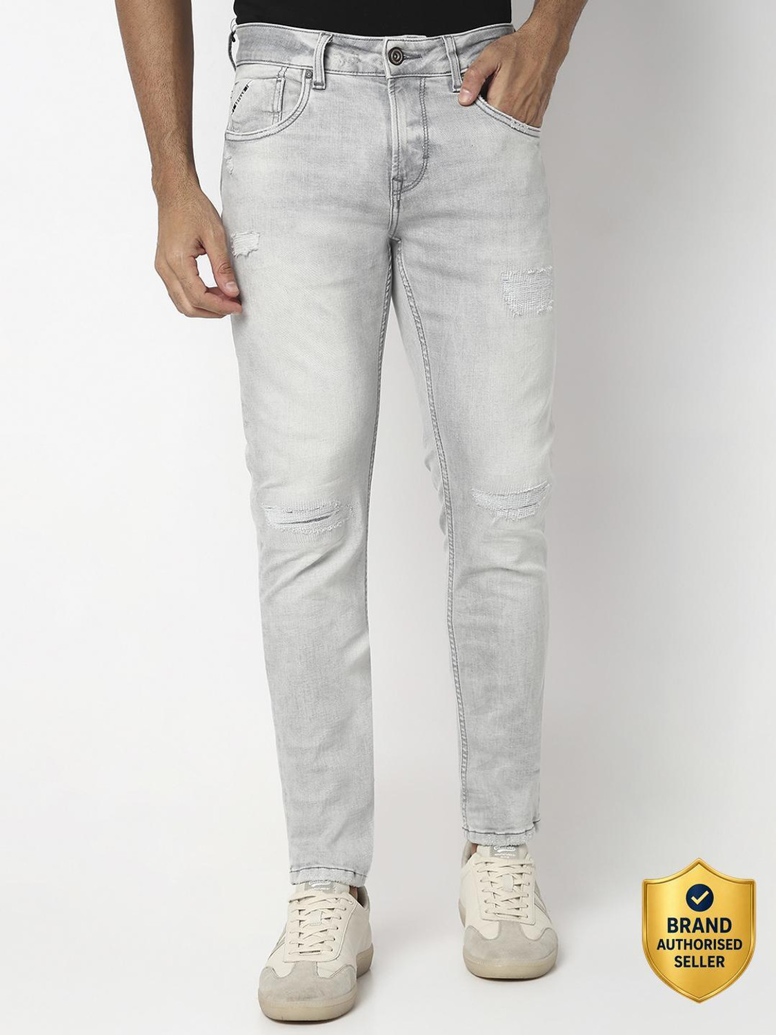 Image of Spykar Men Slim Low Rise Grey Jeans