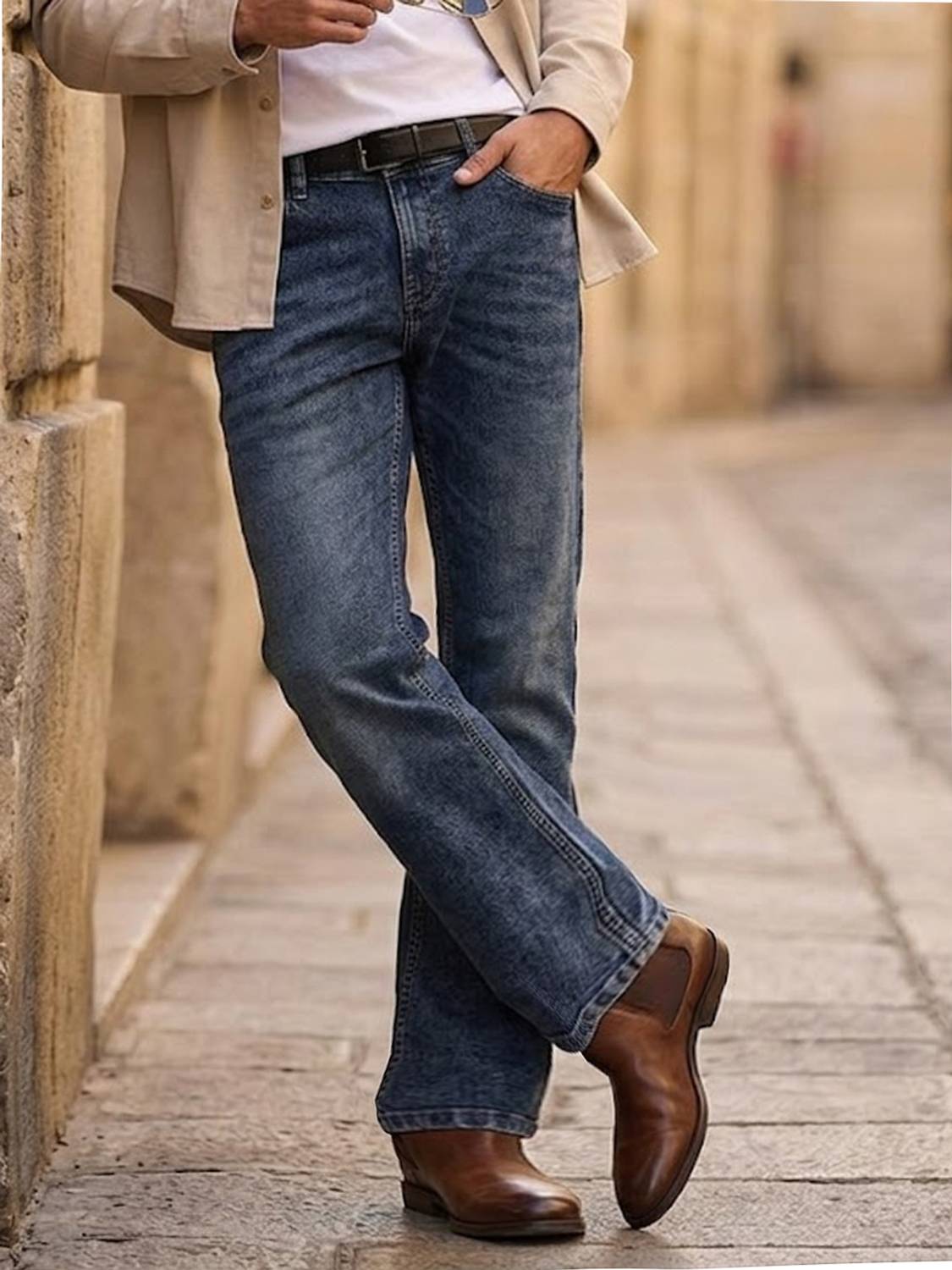 Urbano Men Dark Blue Boot-Leg Jeans - Image 1