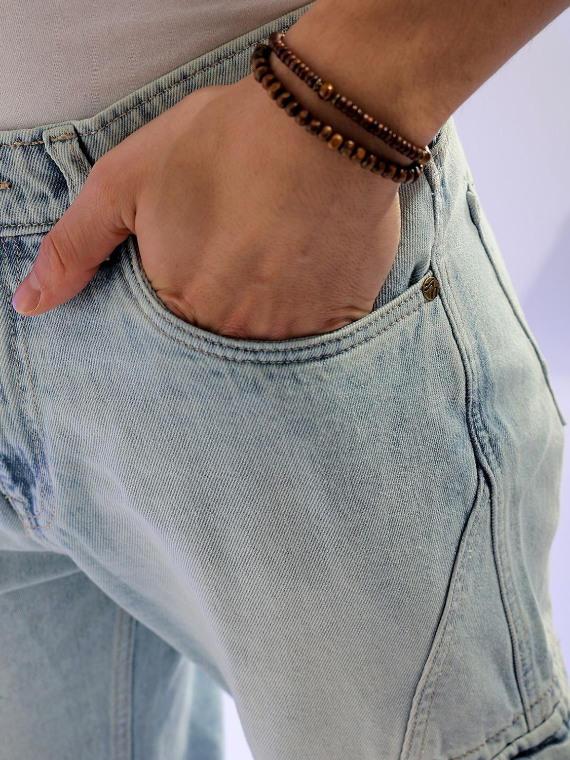Image of The Indian Garage Co. Relaxed Fit Men Light Blue Jeans