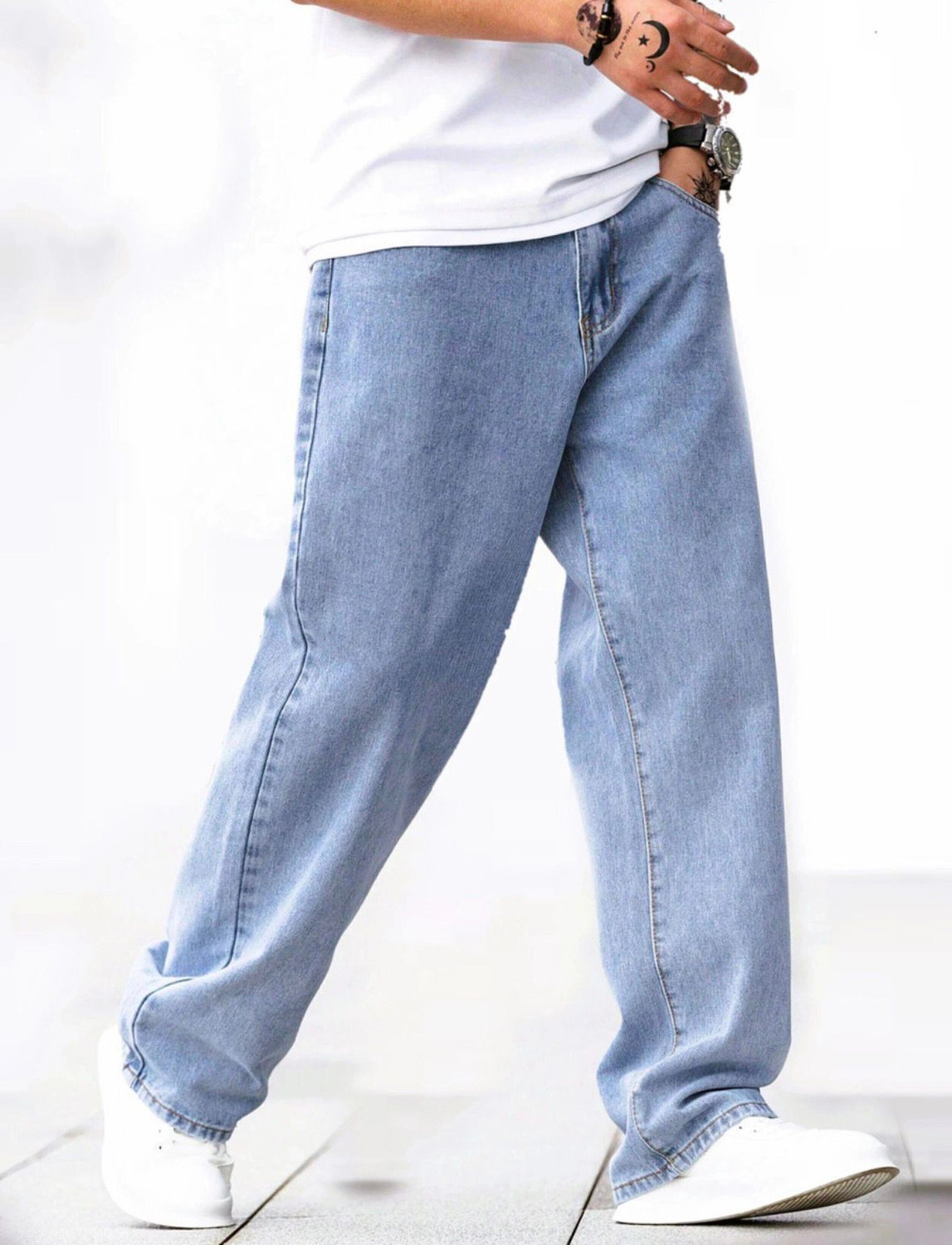 Image of SELL4U Straight Fit Men Light Blue Jeans