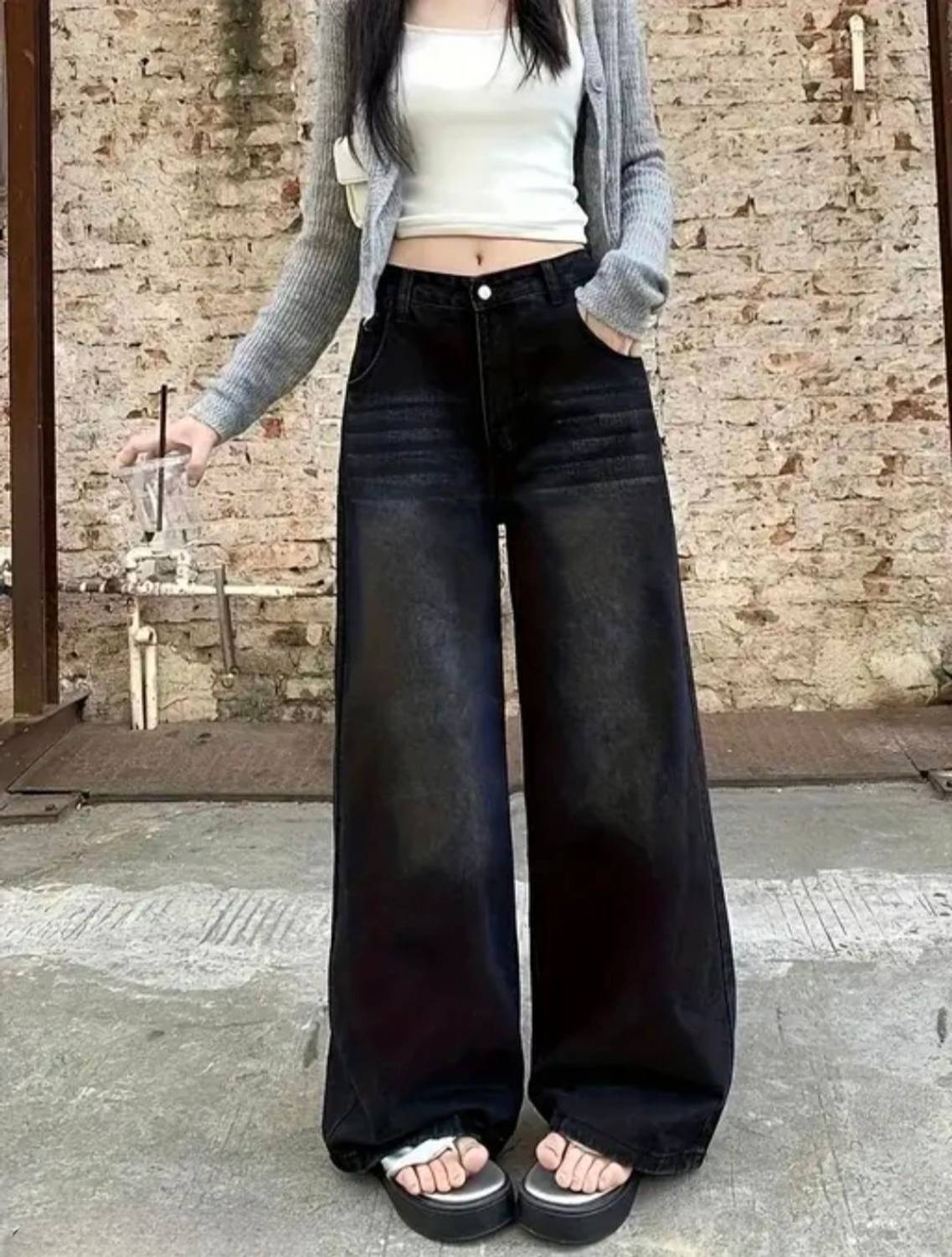 LAZZY Wide Leg Black Jeans for Women - Image 3