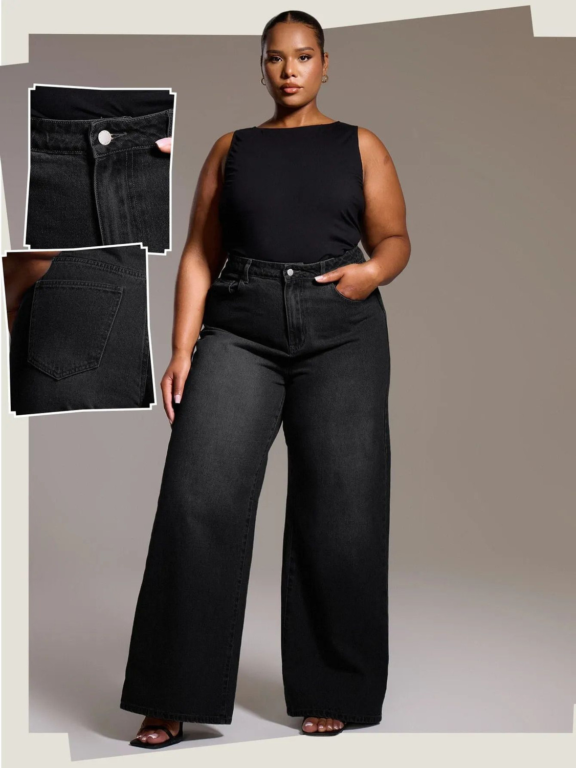 Image of Curvy CLOSET Relaxed Fit Women Black Jeans