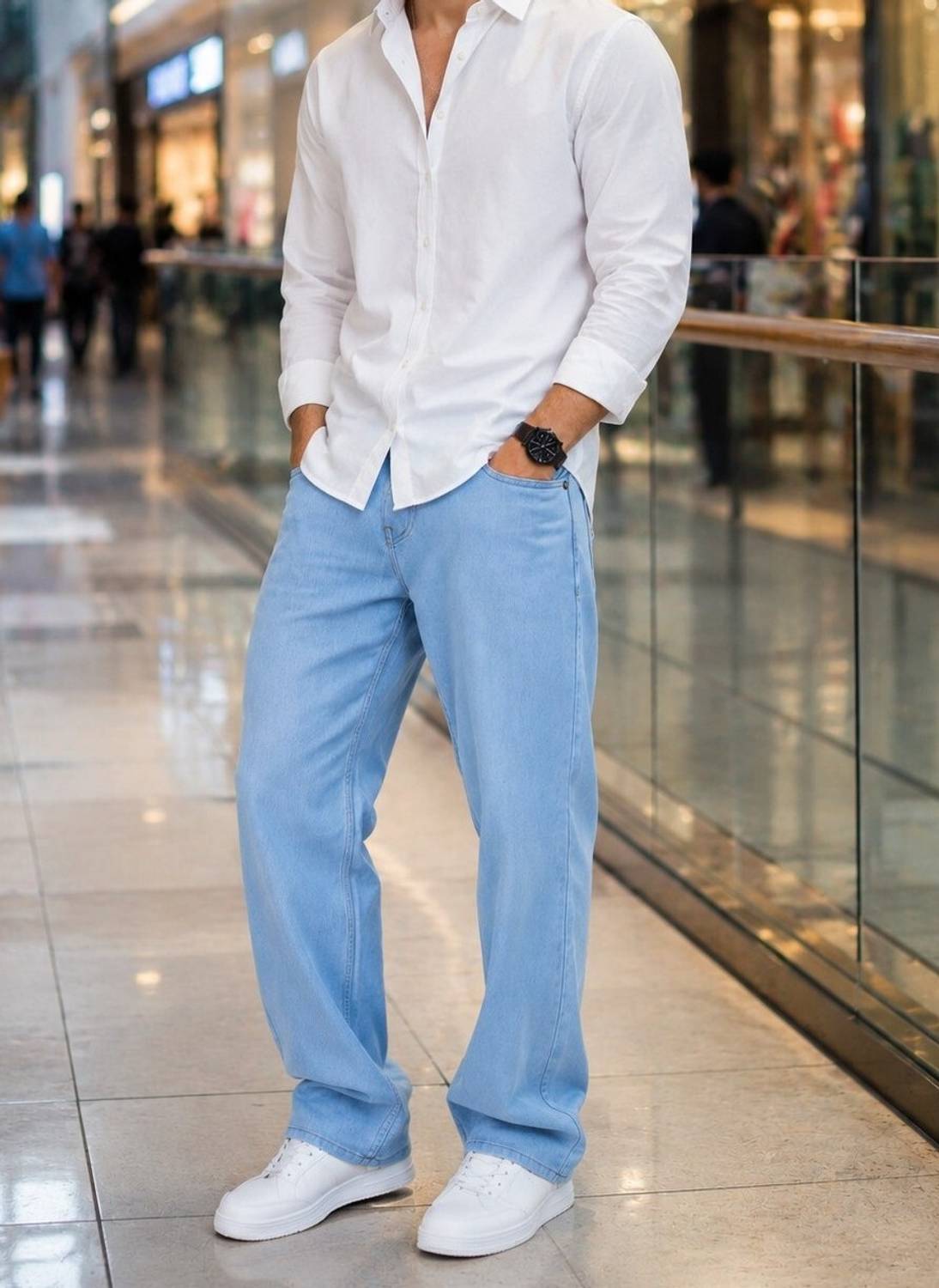 DENIM LOOK Loose Fit Men Light Blue Jeans - Image 3