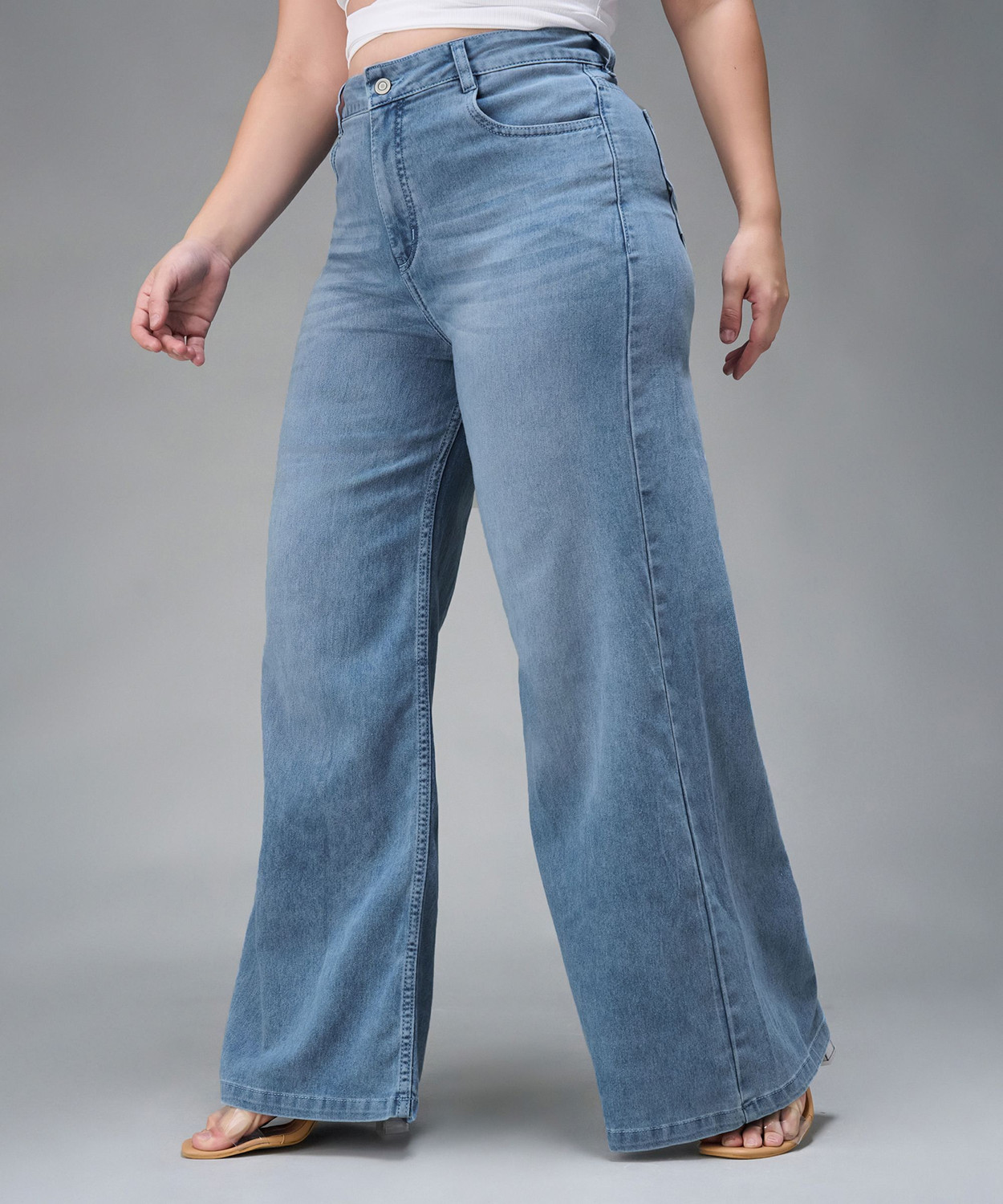 Image of Miss Chase Flared Women Light Blue Jeans