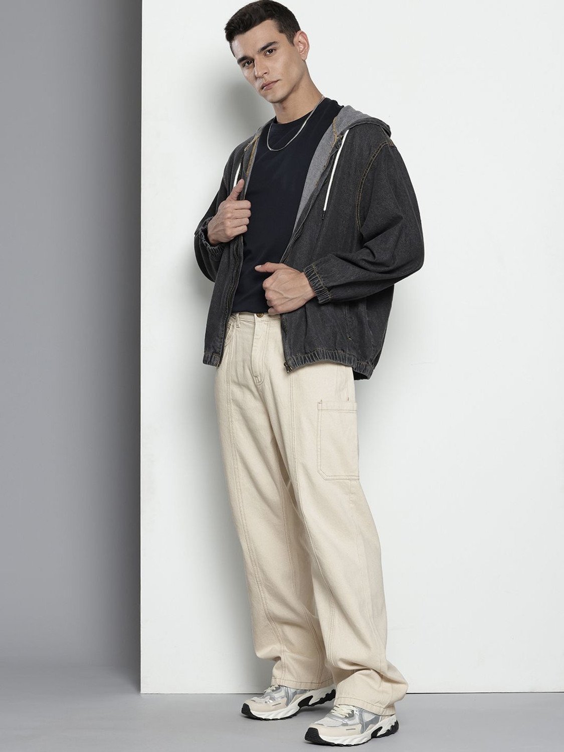 Image of The Indian Garage Co. Loose Fit Men White Jeans