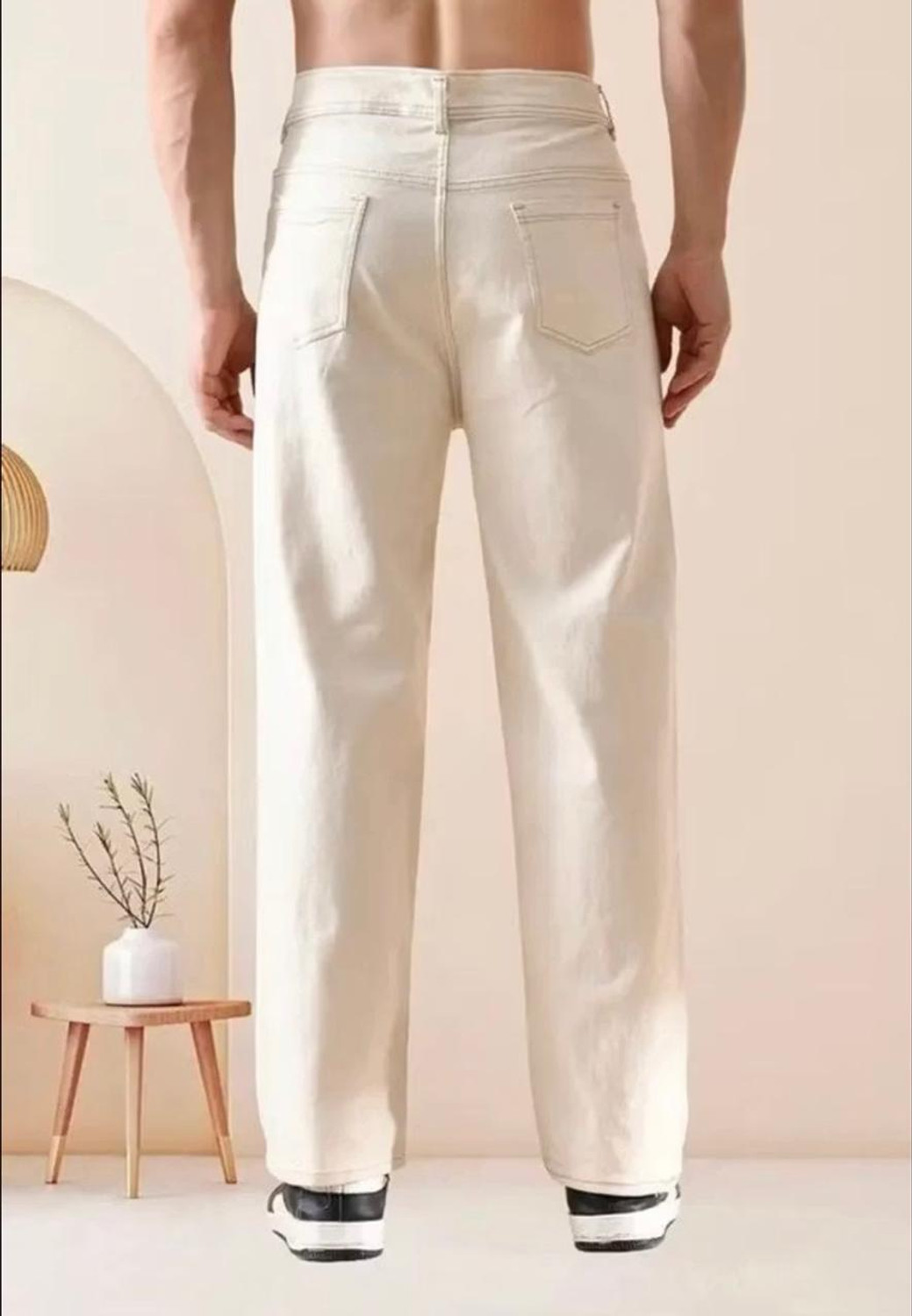 Image of FLAYING Loose Fit Men Beige Jeans