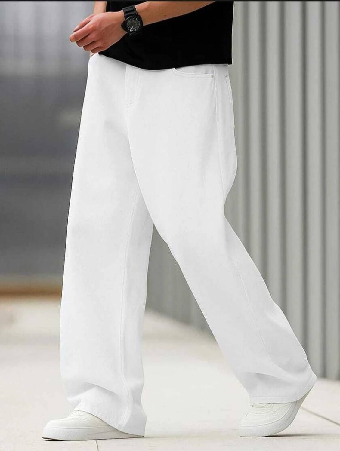 DENIM DUCH Loose Fit Men White Jeans - Image 4