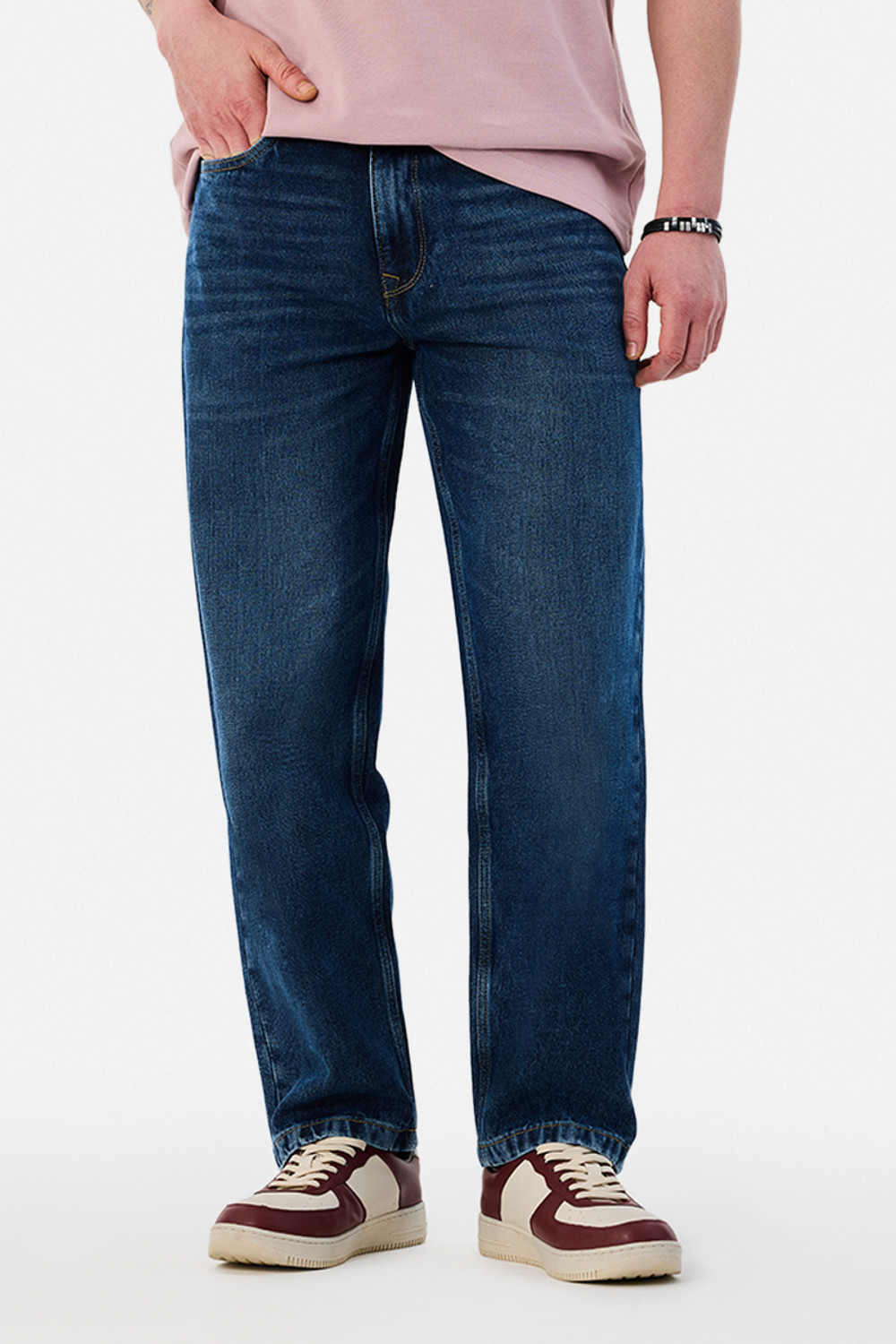 Image of Snitch Relaxed Fit Men Dark Blue Jeans