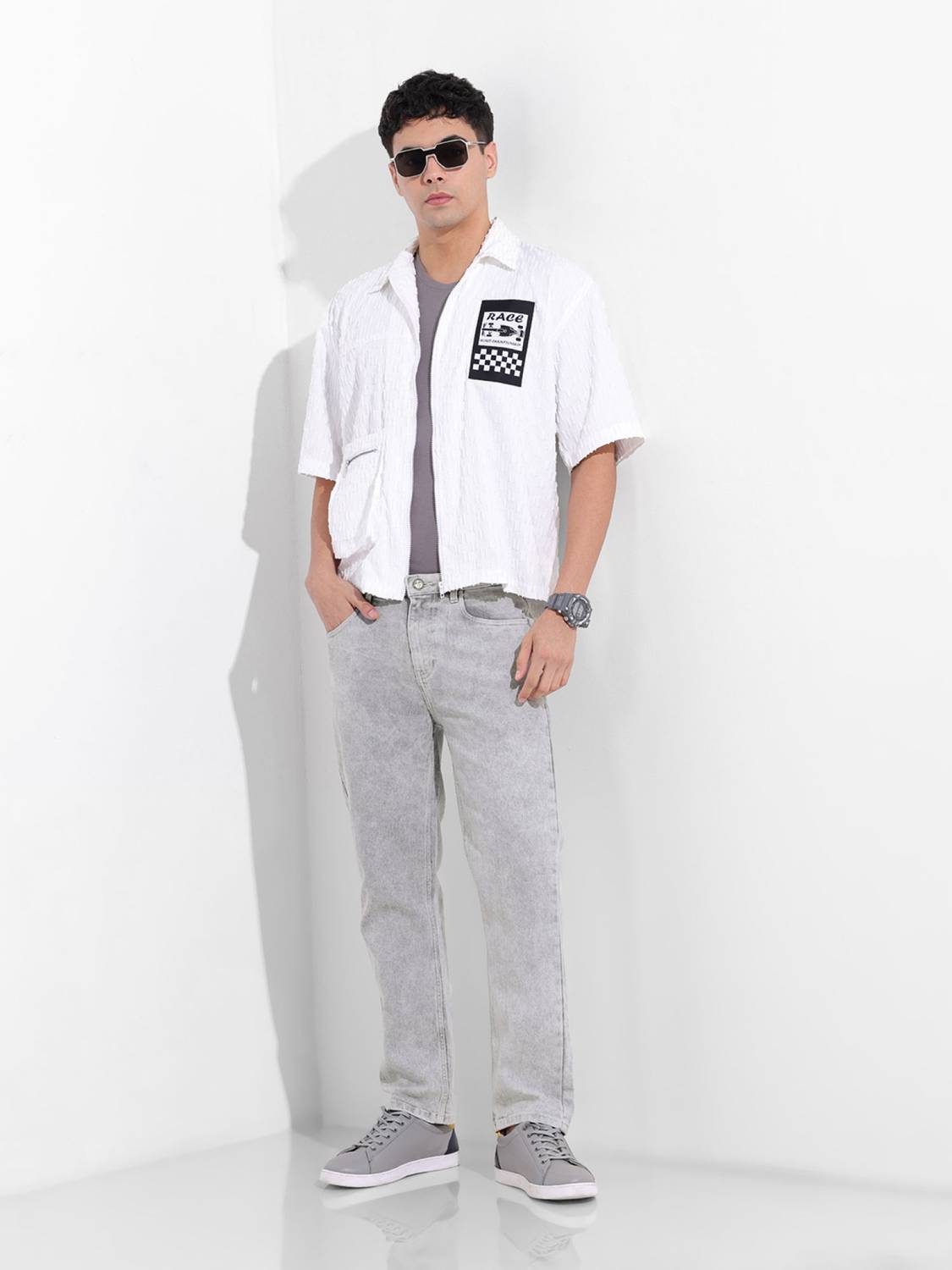 The Indian Garage Co. Slim Grey Jeans for Men - Image 2