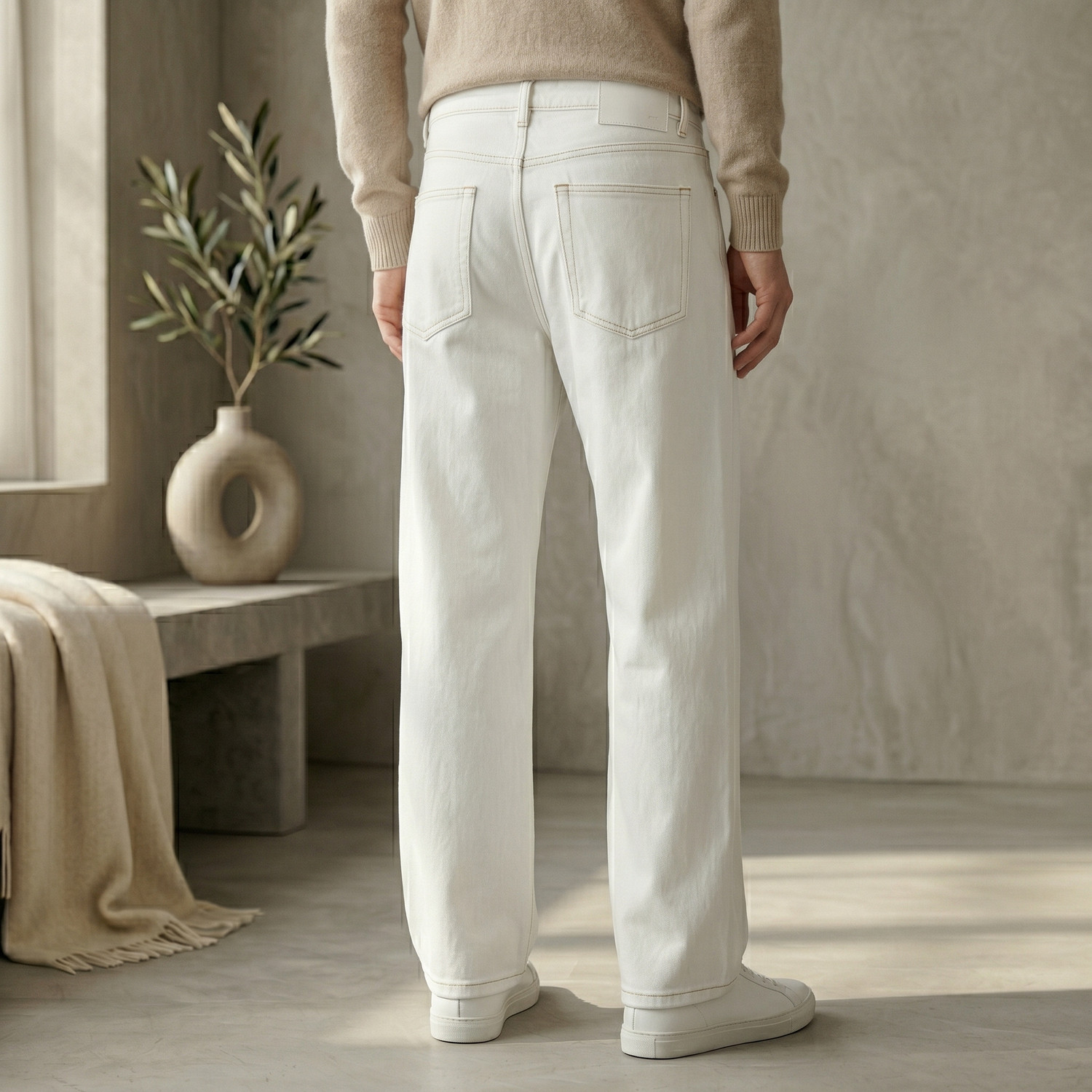 Image of SaudagarHub Wide Leg Men White Jeans