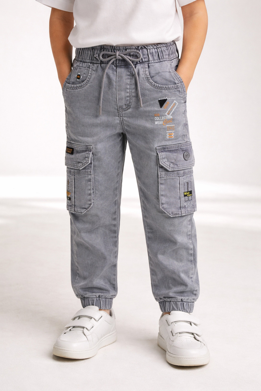 Image of Wishkaro Jogger Fit Boys Grey Jeans