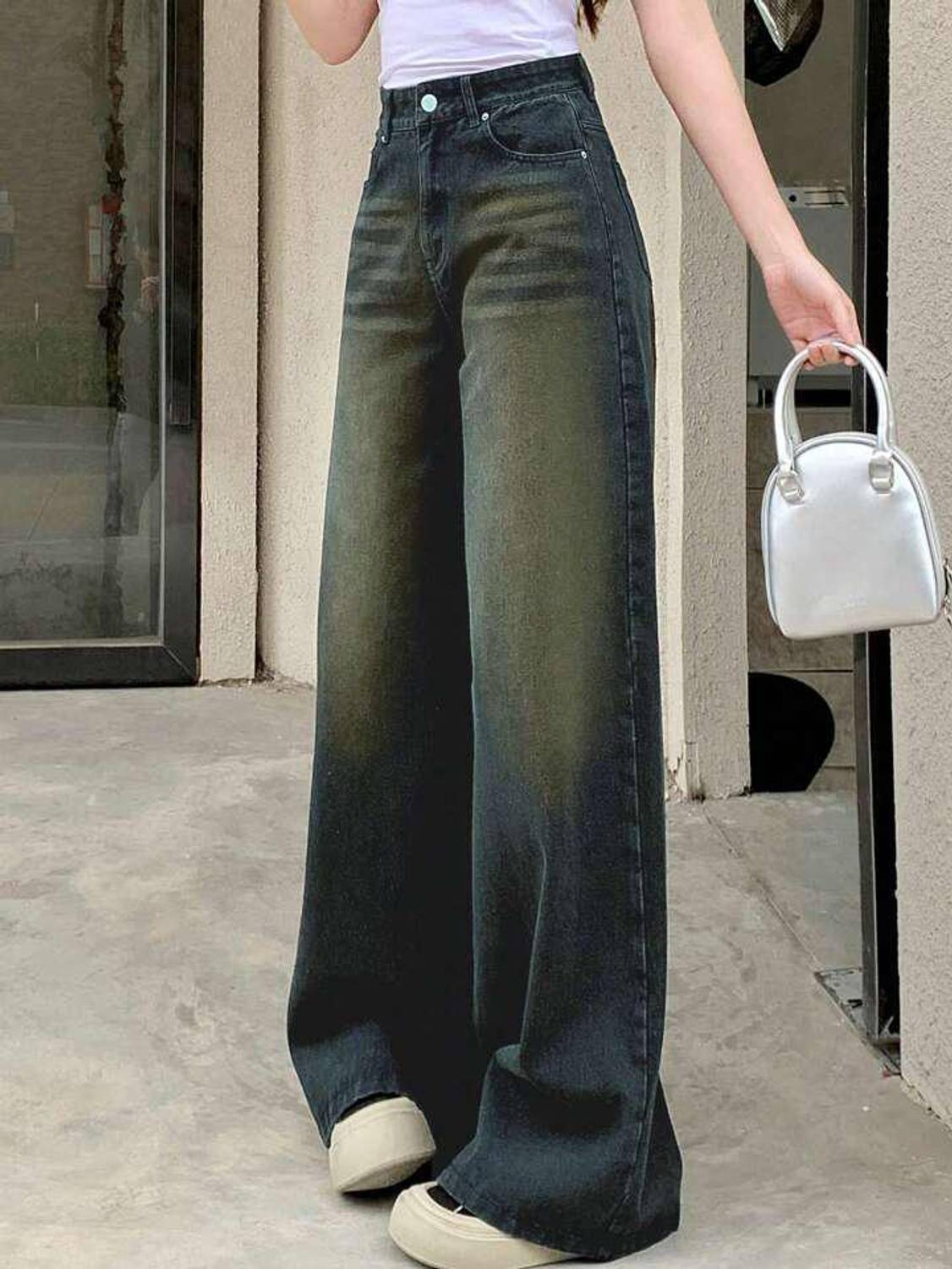 HUNTER Baggy Fit Women Light Green Jeans - Image 3