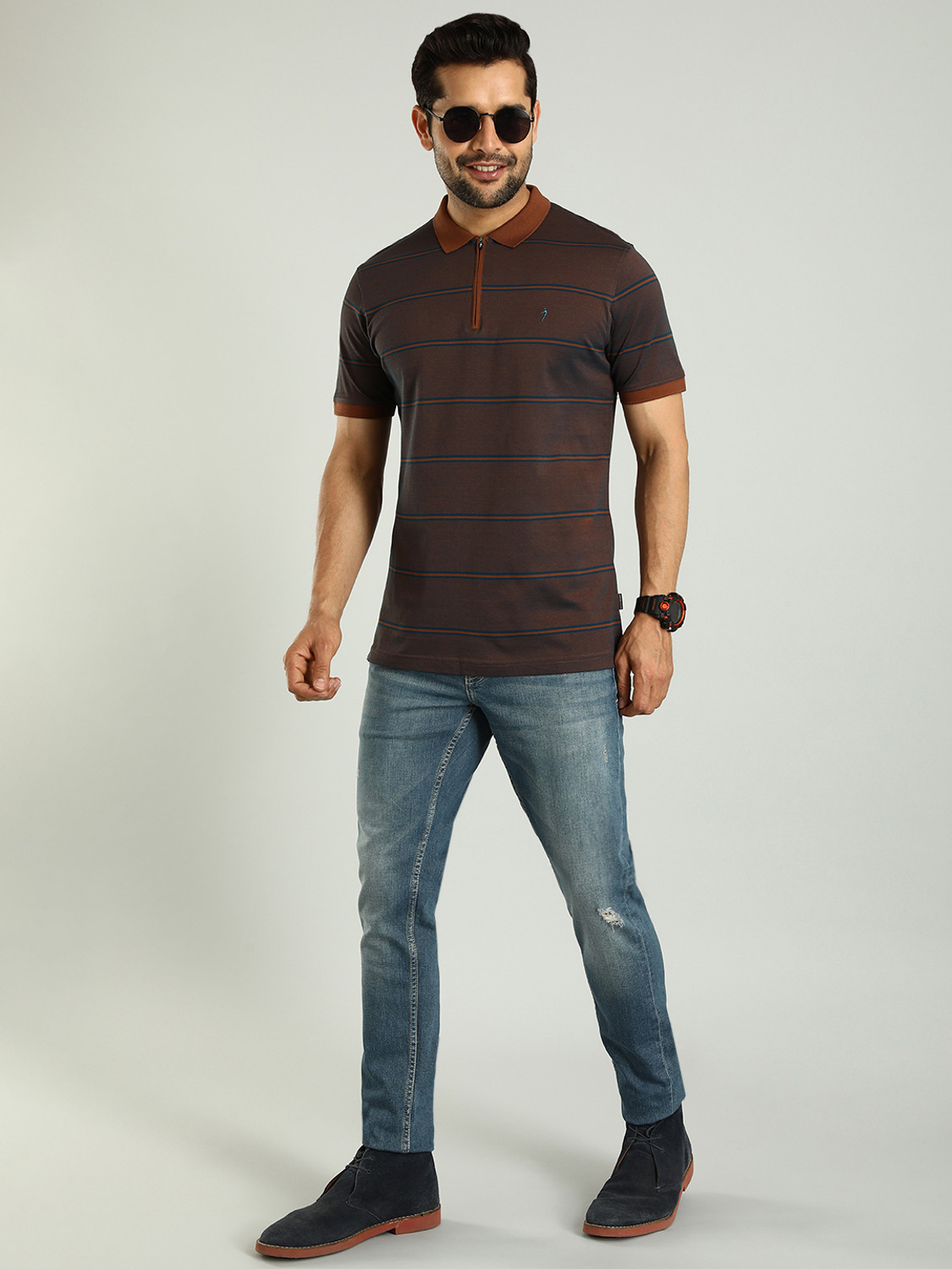 Image of INDIAN TERRAIN Men Slim Mid Rise Blue Jeans