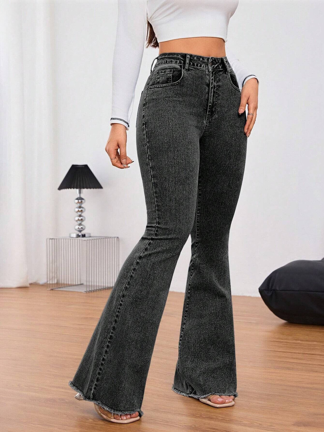 Image of KOTTY Boot-Leg Women Grey Jeans