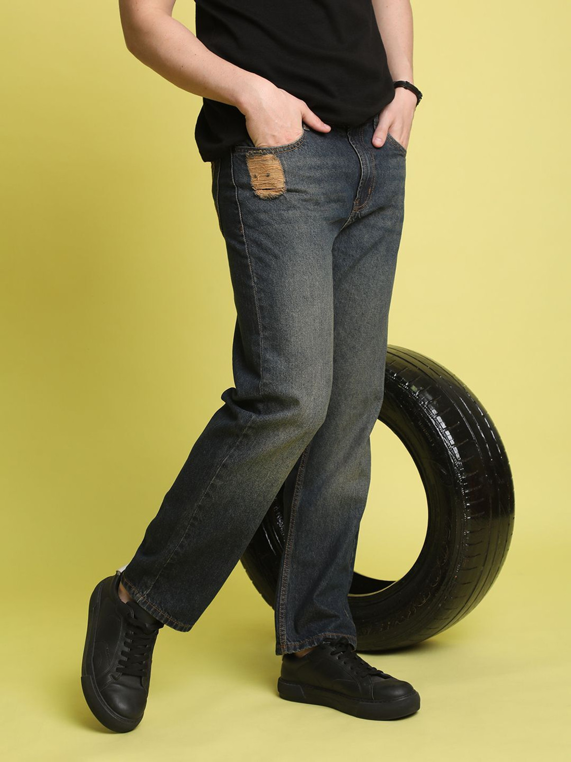 Image of Bene Kleed Straight Fit Men Blue Jeans