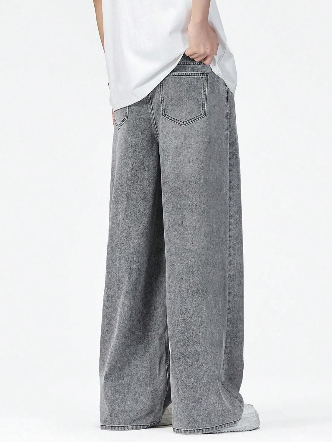 Image of YAMEETFIT Straight Fit Men Grey Jeans