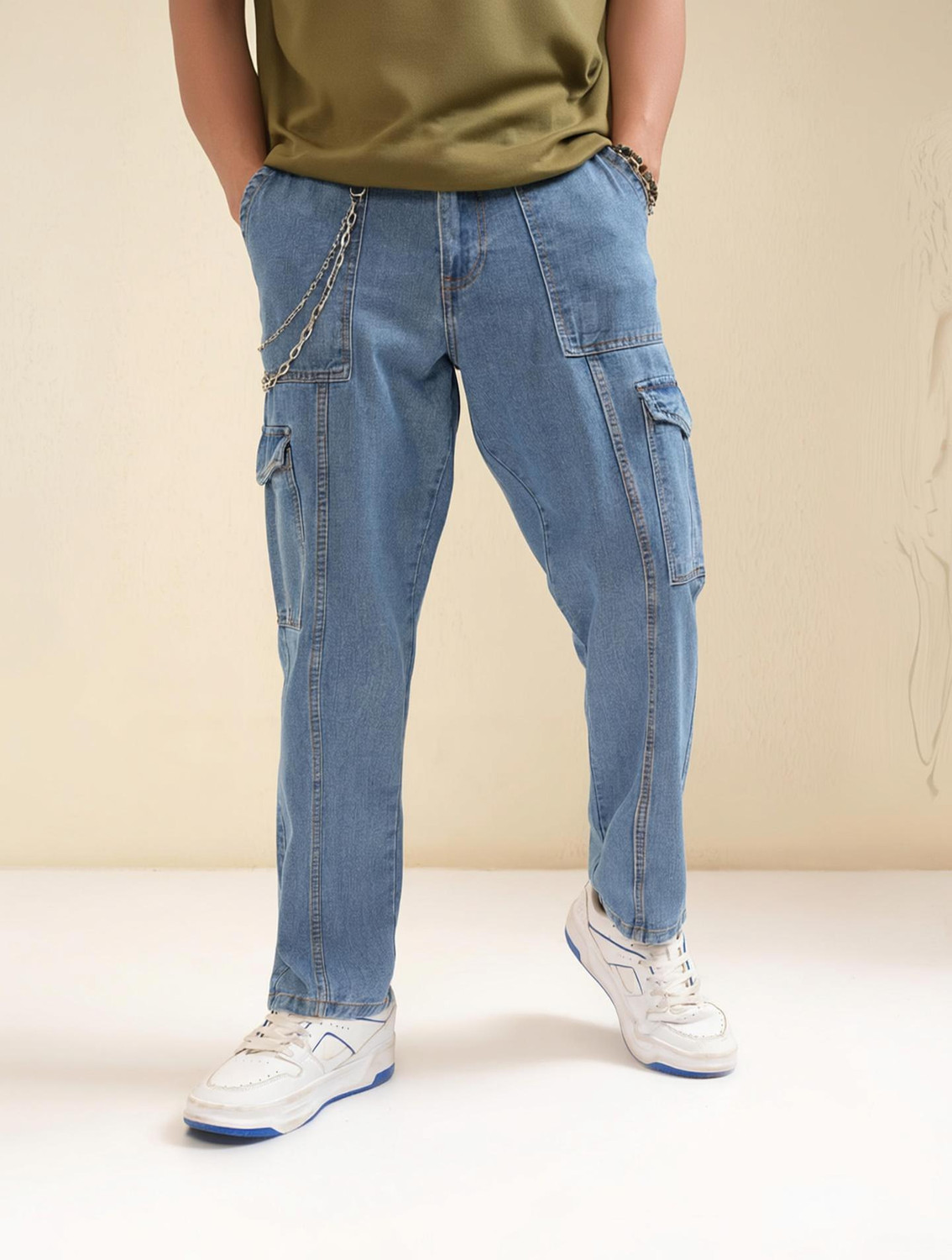 Image of HIGHLANDER Tapered Fit Men Light Blue Jeans