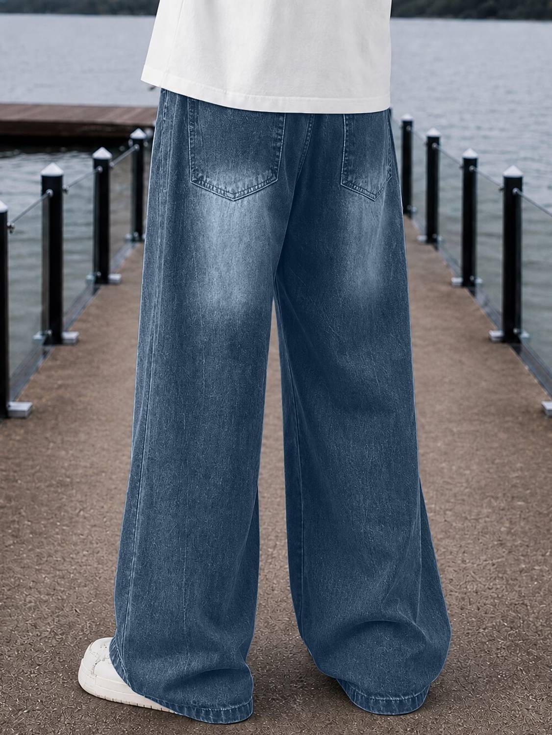 Plus91 Baggy Fit Men Dark Blue Jeans - Image 2