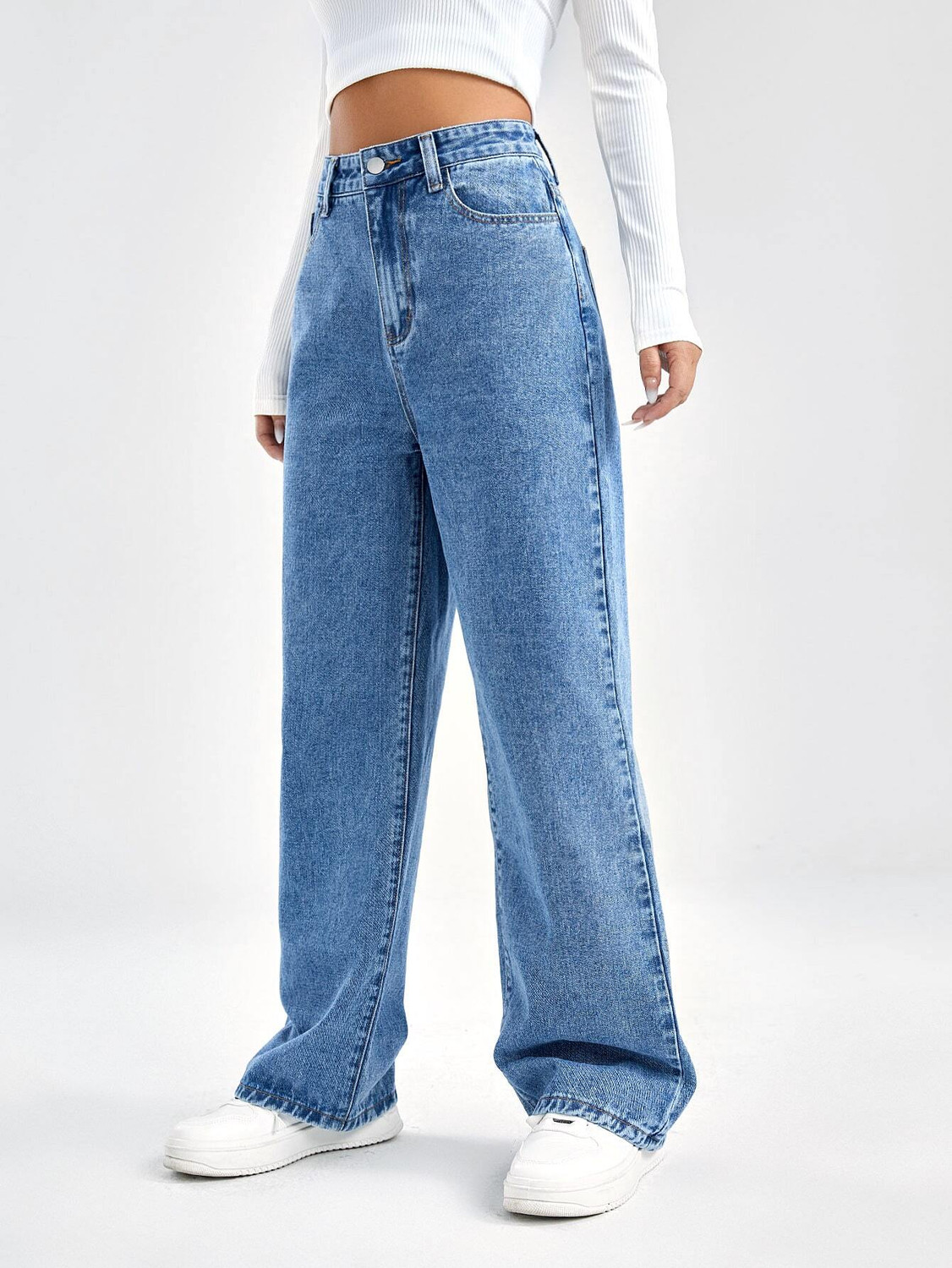 Image of DENIM LOOK Wide Leg Women Light Blue Jeans
