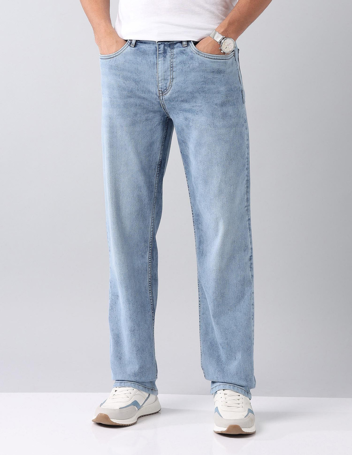 Image of AD by Arvind Relaxed Fit Men Blue Jeans