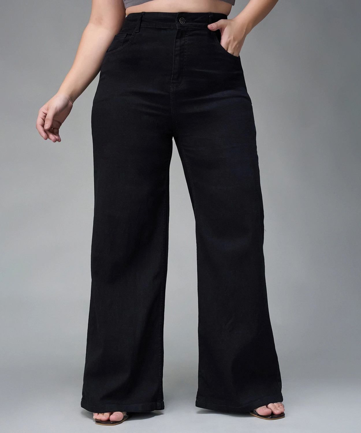 Image of Miss Chase Women Flared High Rise Black Jeans