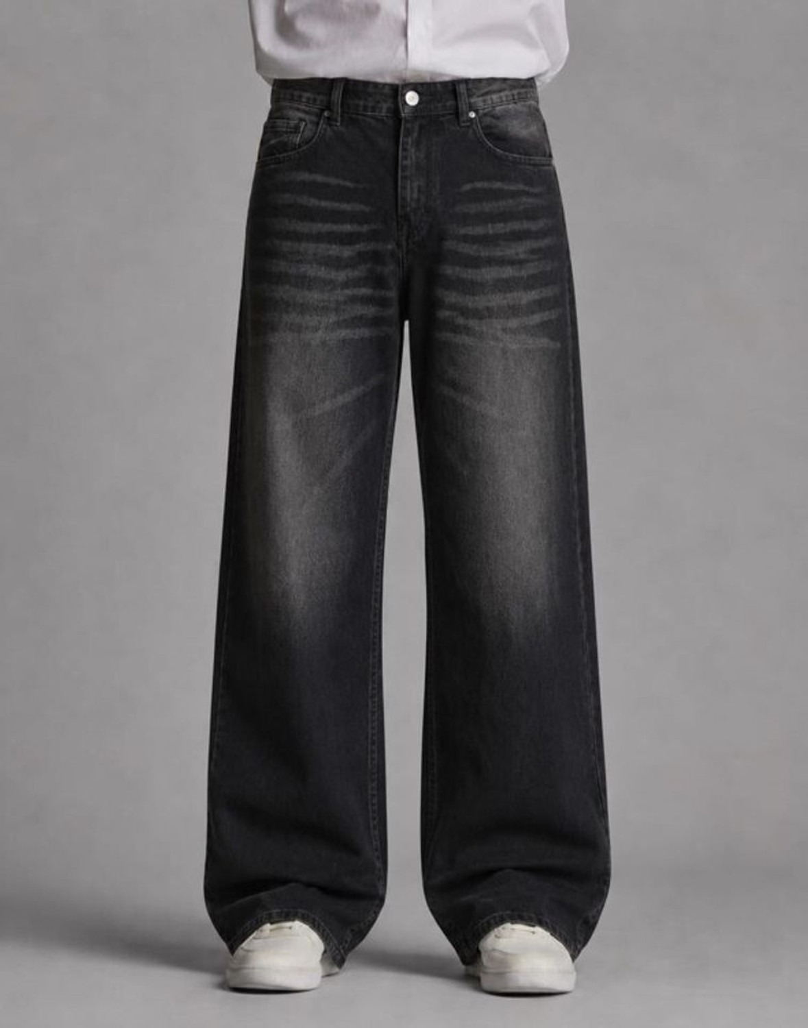 Image of Veliume Wide Leg Men Black Jeans