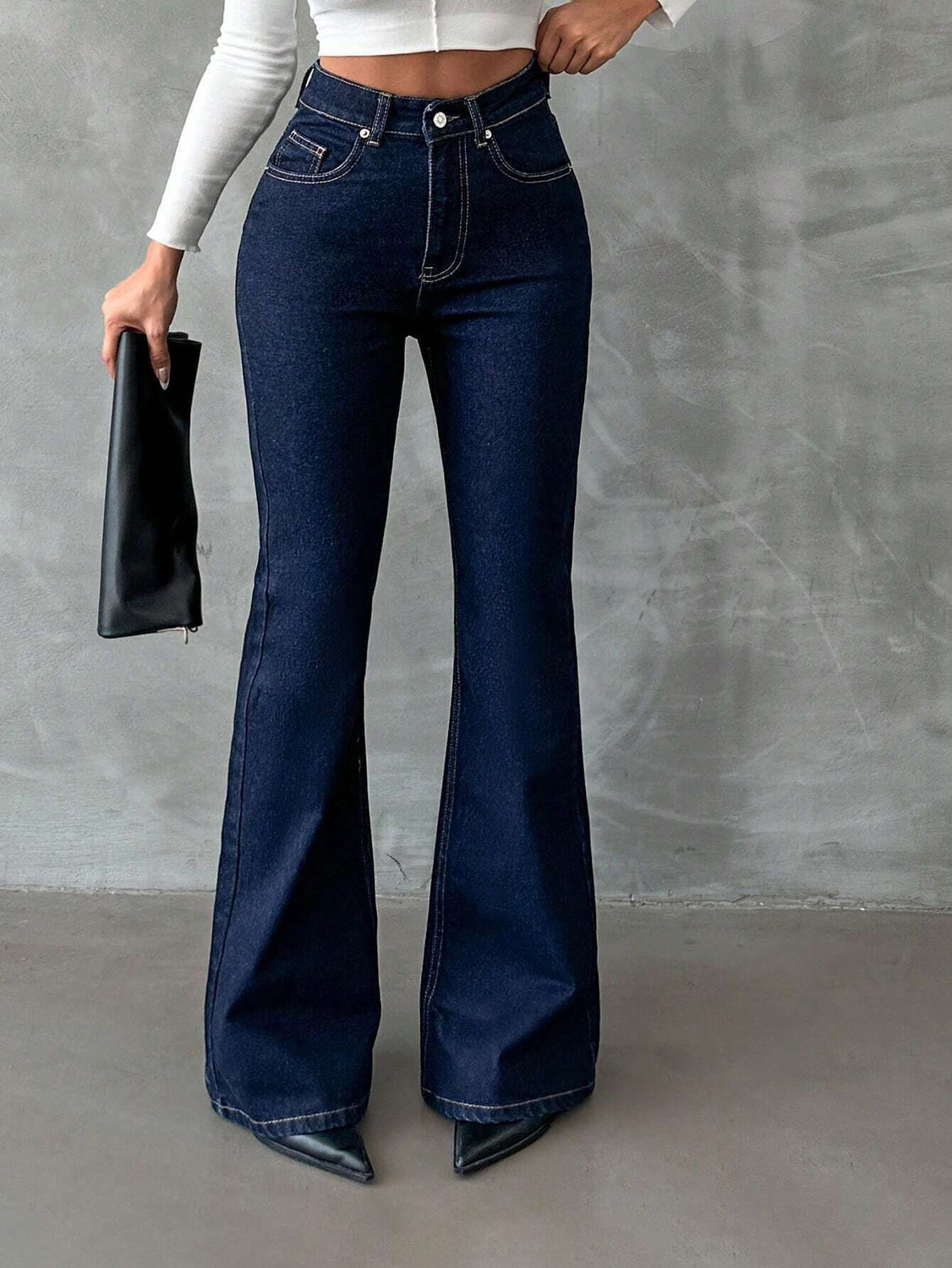 Image of KOTTY Boot-Leg Women Dark Blue Jeans