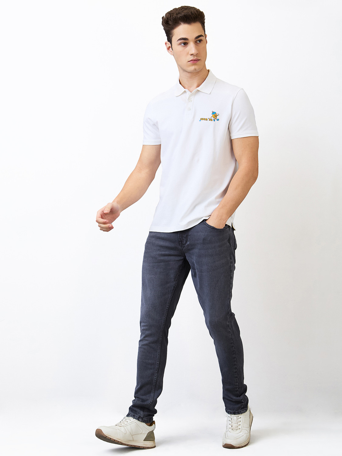 Image of Spykar Men Slim Low Rise Grey Jeans
