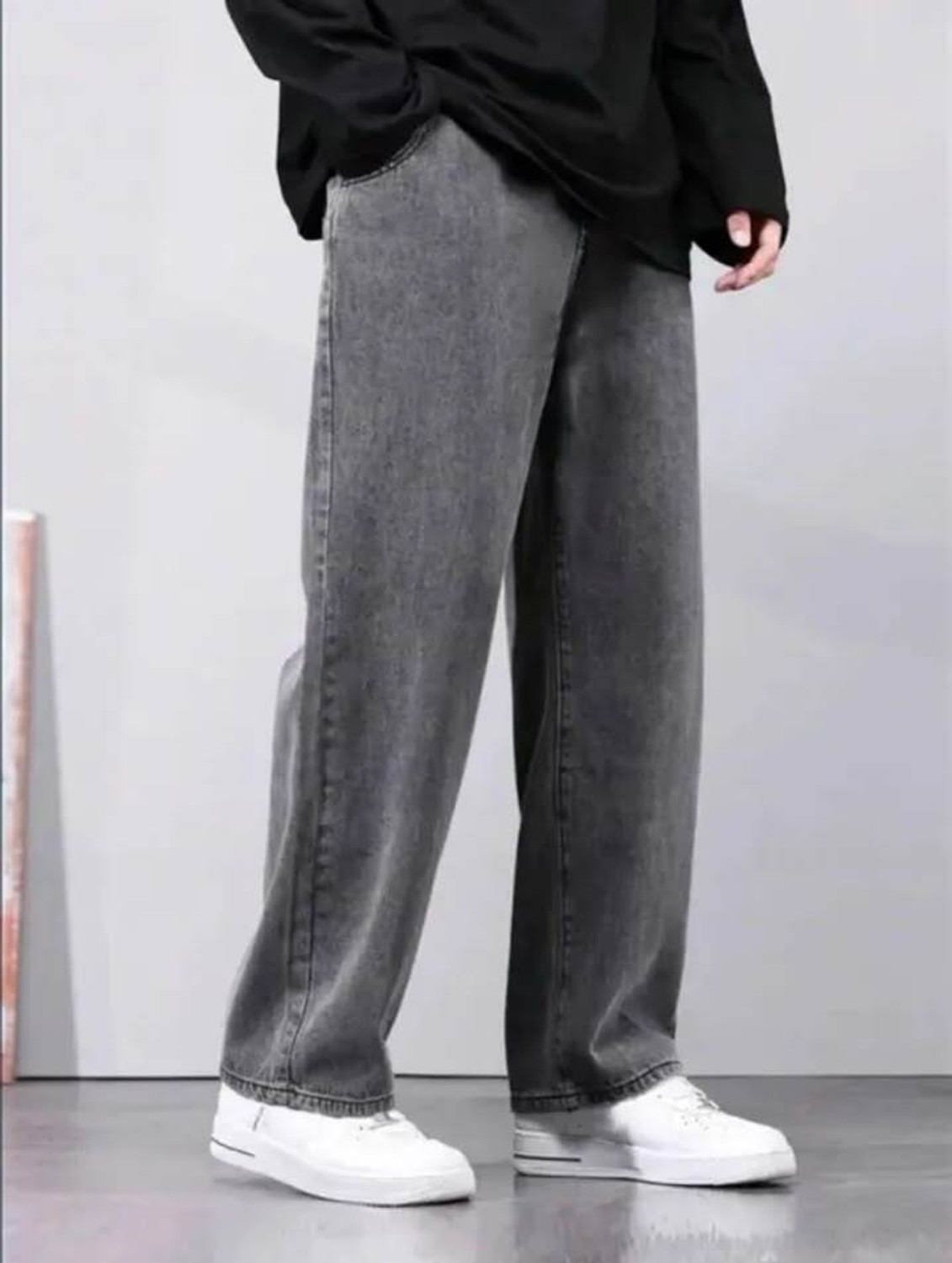 Image of itup Straight Fit Men Grey Jeans