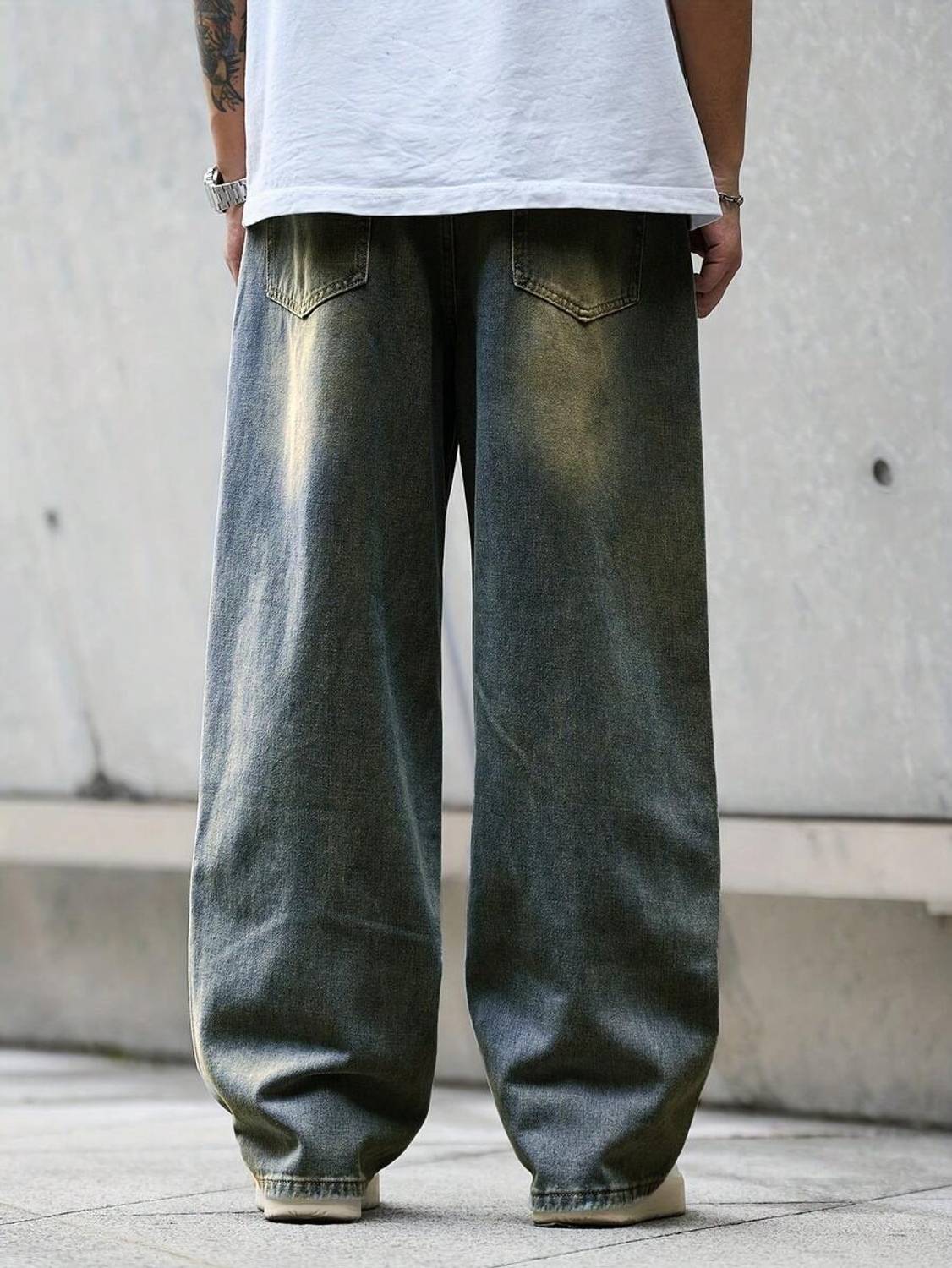 YAMEETFIT Baggy Fit Men Light Green Jeans - Image 2
