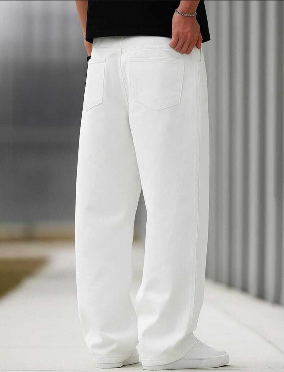 Image of wearworld Loose Fit Men White Jeans